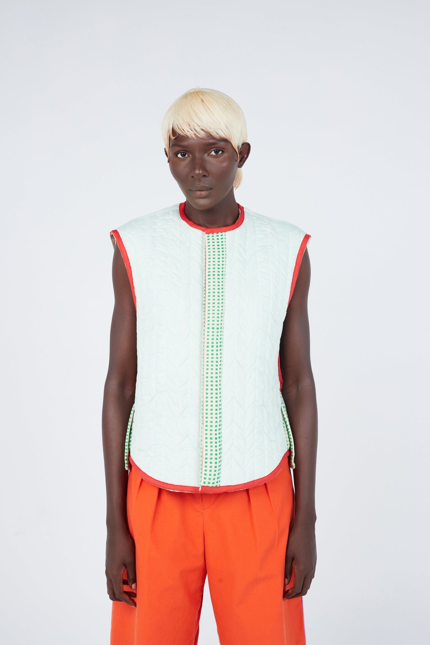 Reversible Check Weave Cropped Vest - Streetwear Style with Handwoven Check Pattern