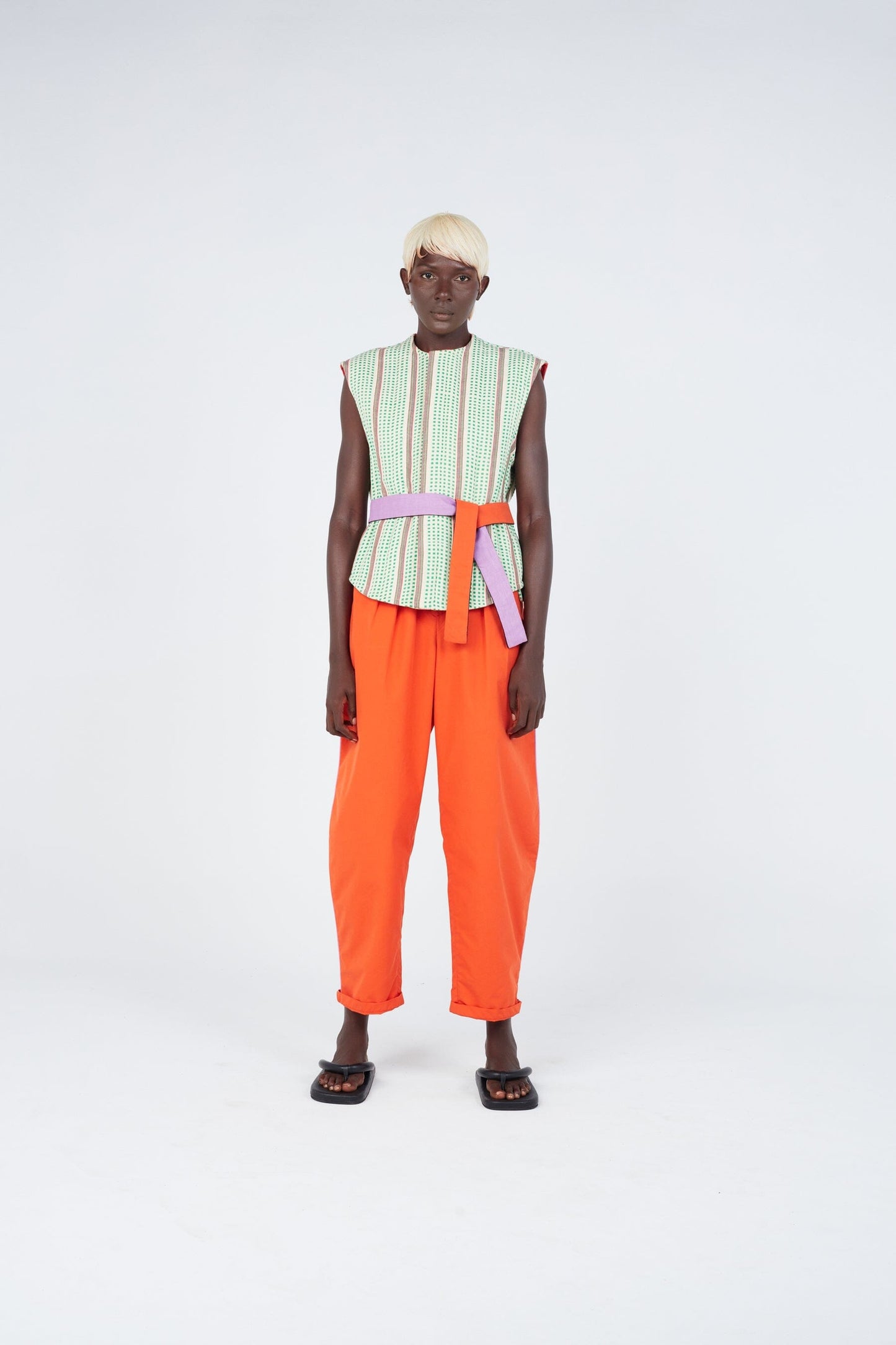 Reversible Check Weave Cropped Vest - Streetwear Style with Handwoven Check Pattern
