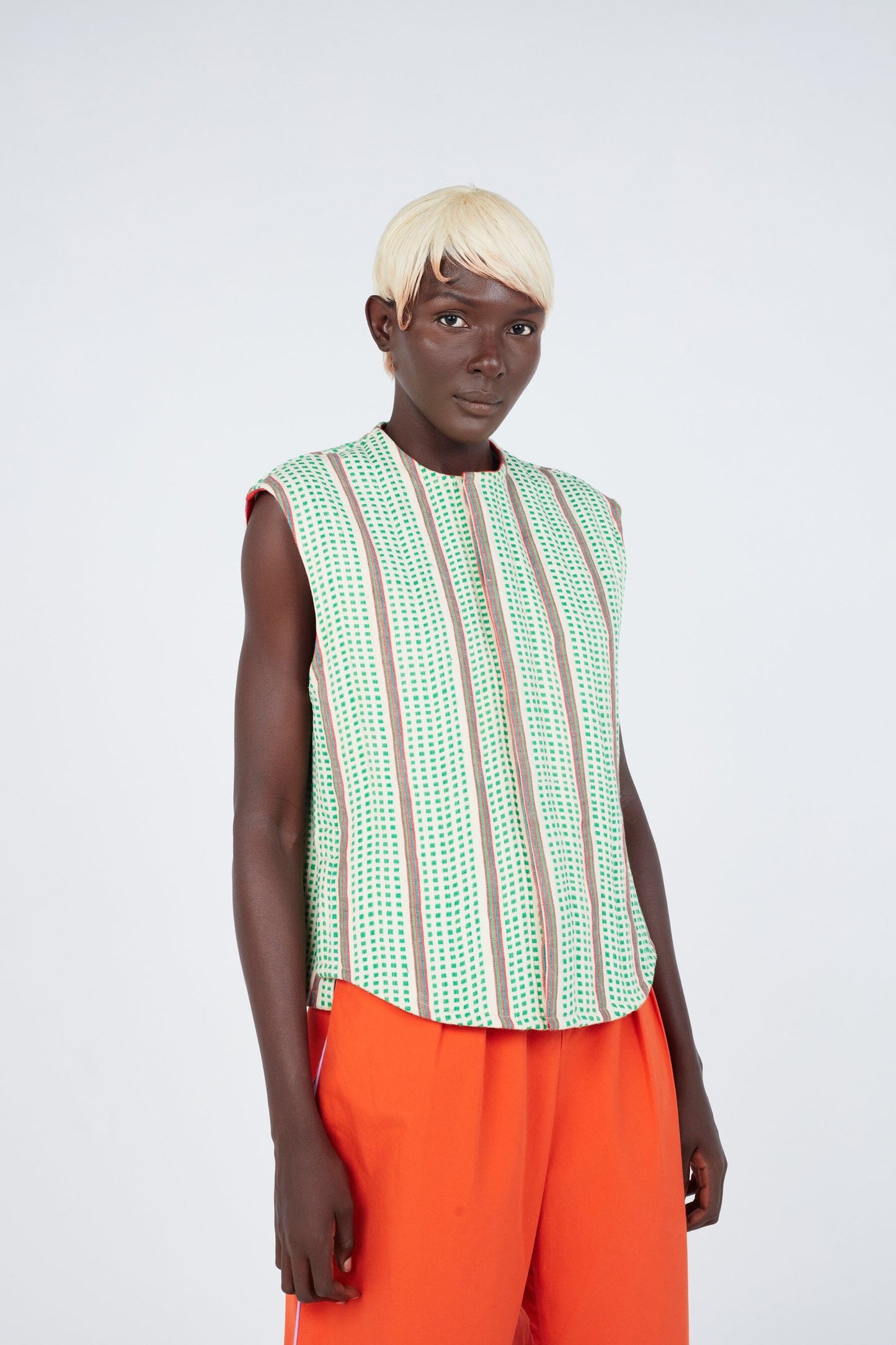 Reversible Check Weave Cropped Vest - Streetwear Style with Handwoven Check Pattern