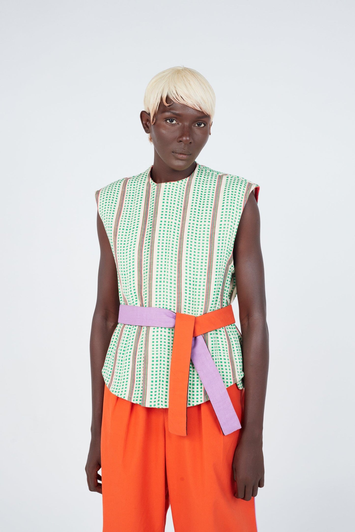 Reversible Check Weave Cropped Vest - Streetwear Style with Handwoven Check Pattern