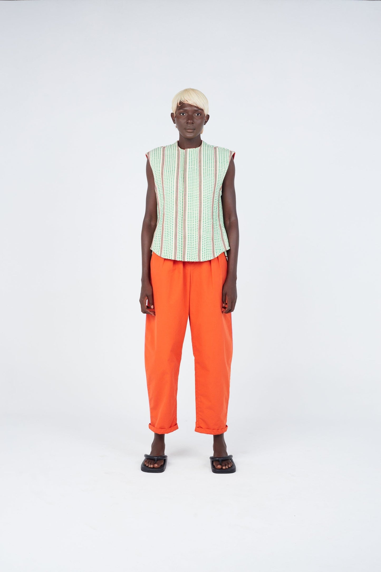 Reversible Check Weave Cropped Vest - Streetwear Style with Handwoven Check Pattern