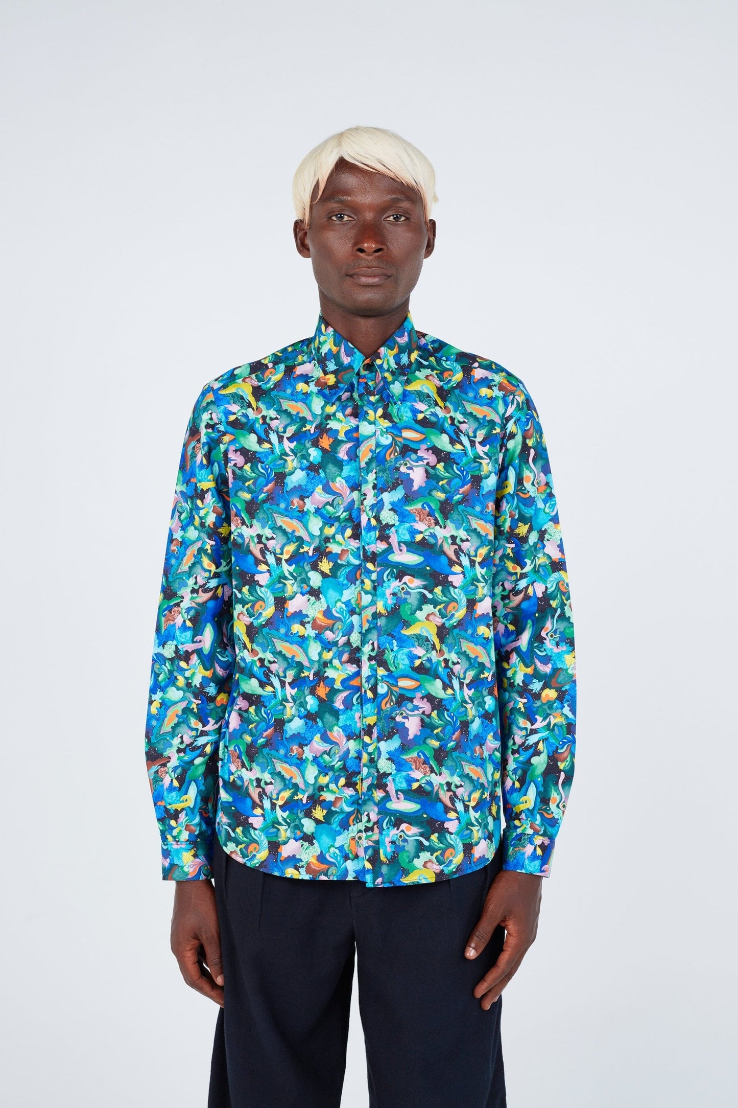 Classic man's shirt with cosmic print