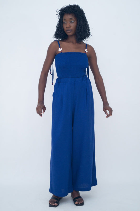 HIGH WAIST FLUID PANTS BLEU ROI LaurenceAirline