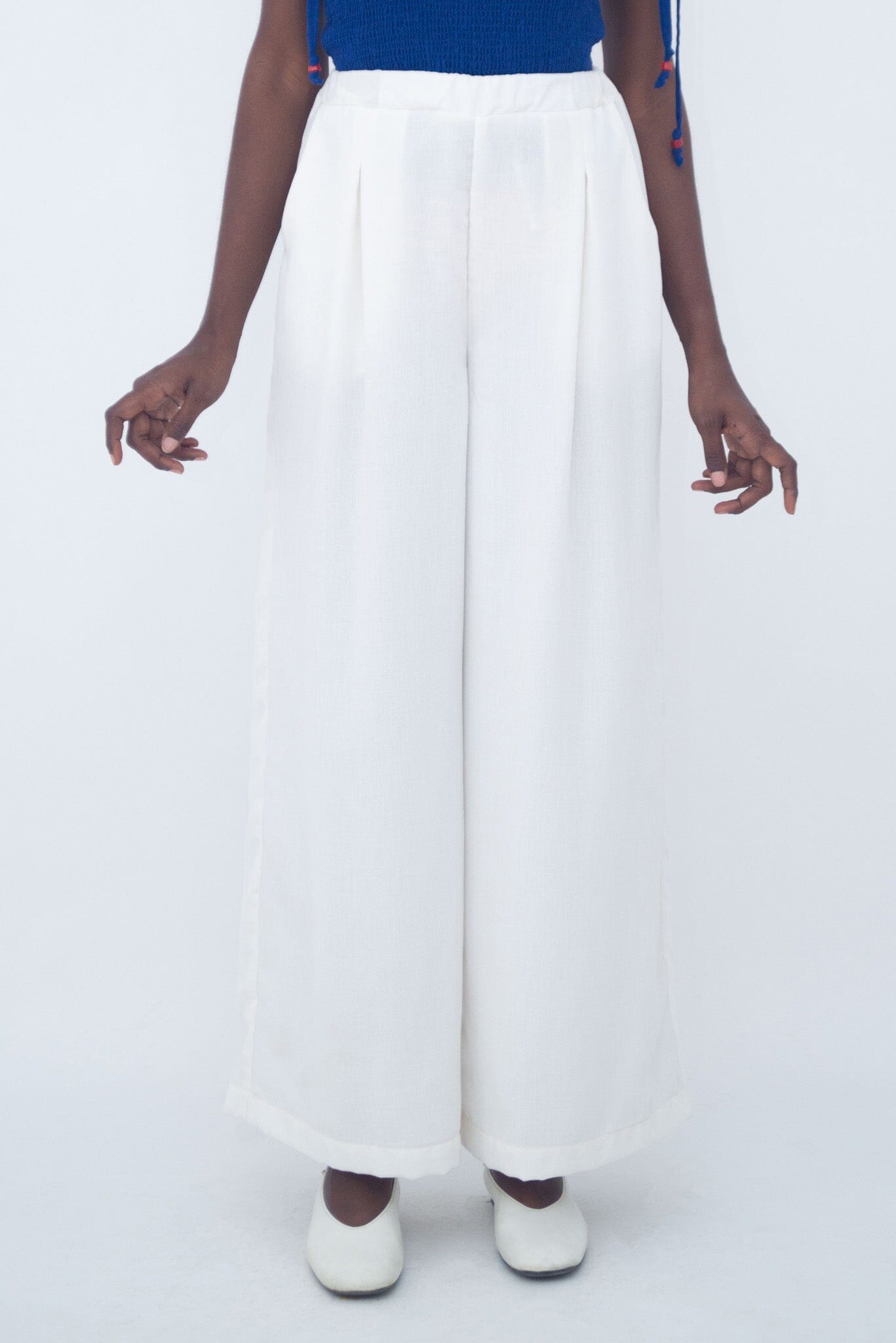 HIGH WAIST FLUID PANTS WHITE LaurenceAirline