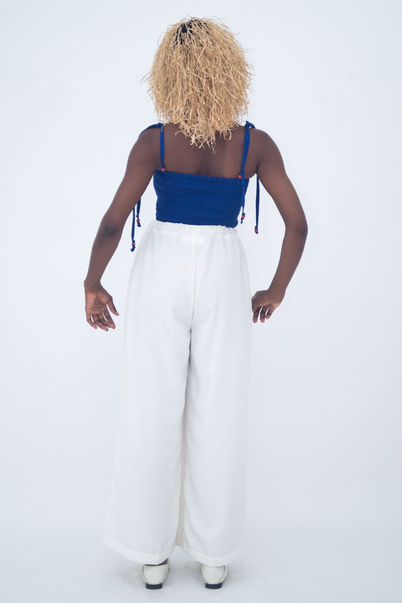 HIGH WAIST FLUID PANTS WHITE LaurenceAirline