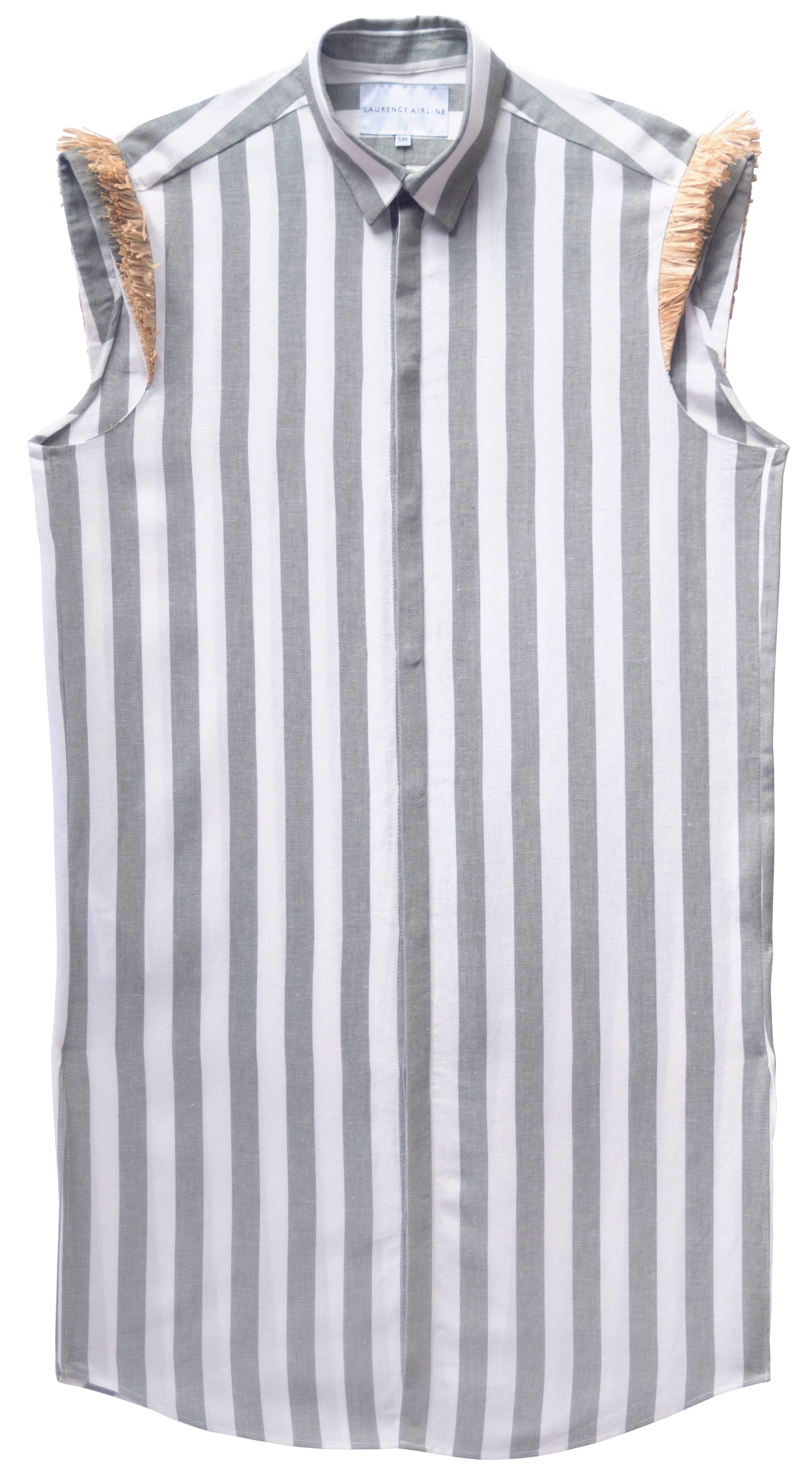 LONG SHIRT RAPHIA GREEN STRIPE LaurenceAirline