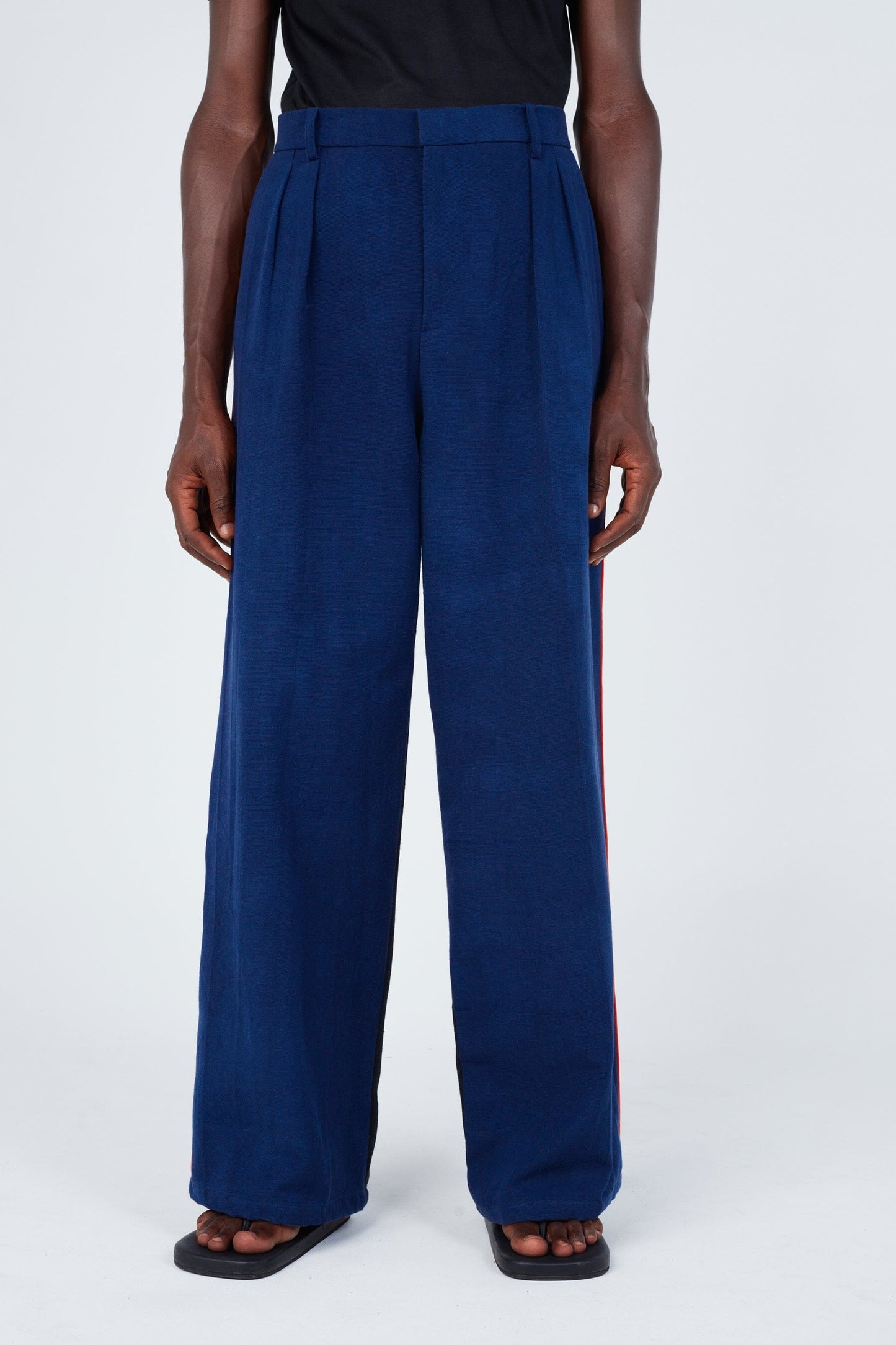 Stripe Seam Classic Wide Pants • Bi-colour Trousers New LaurenceAirline