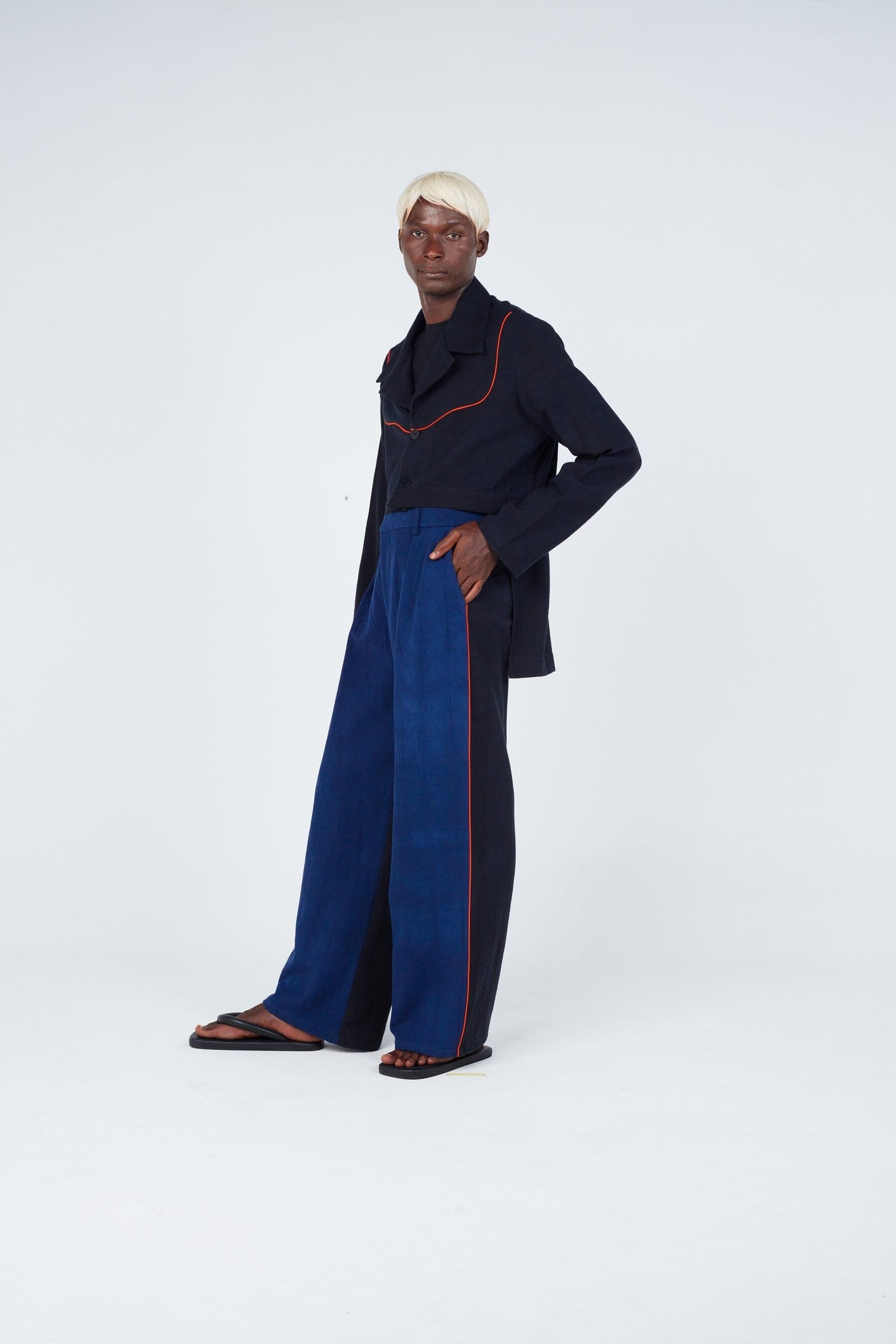 Stripe Seam Classic Wide Pants • Bi-colour Trousers New LaurenceAirline