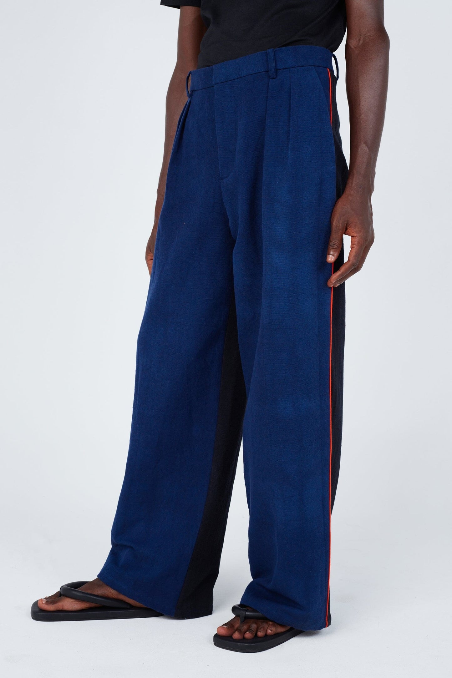 Stripe Seam Classic Wide Pants • Bi-colour Trousers New LaurenceAirline