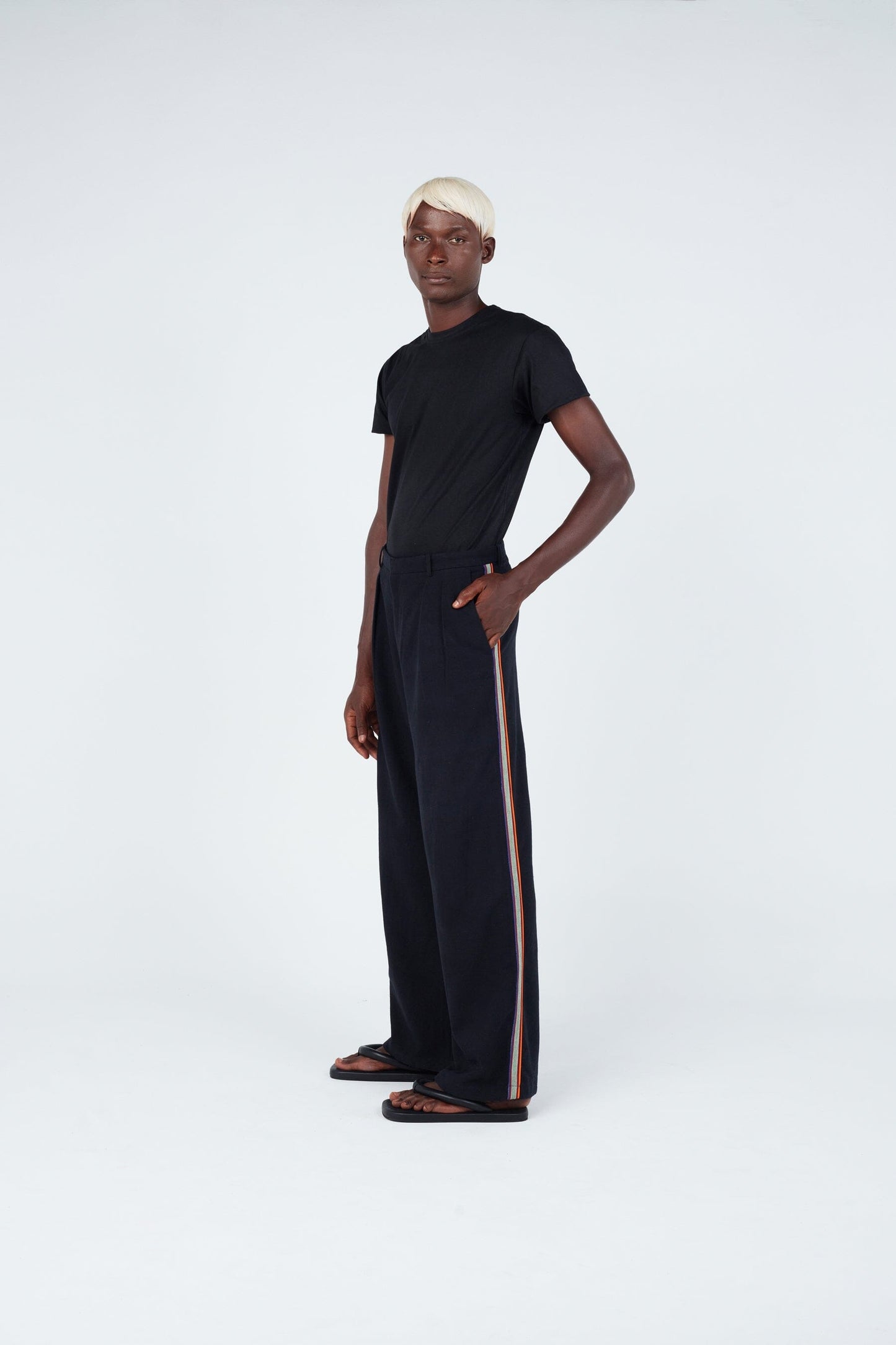 Stripe Seam Classic Wide Pants • Black Trousers New LaurenceAirline