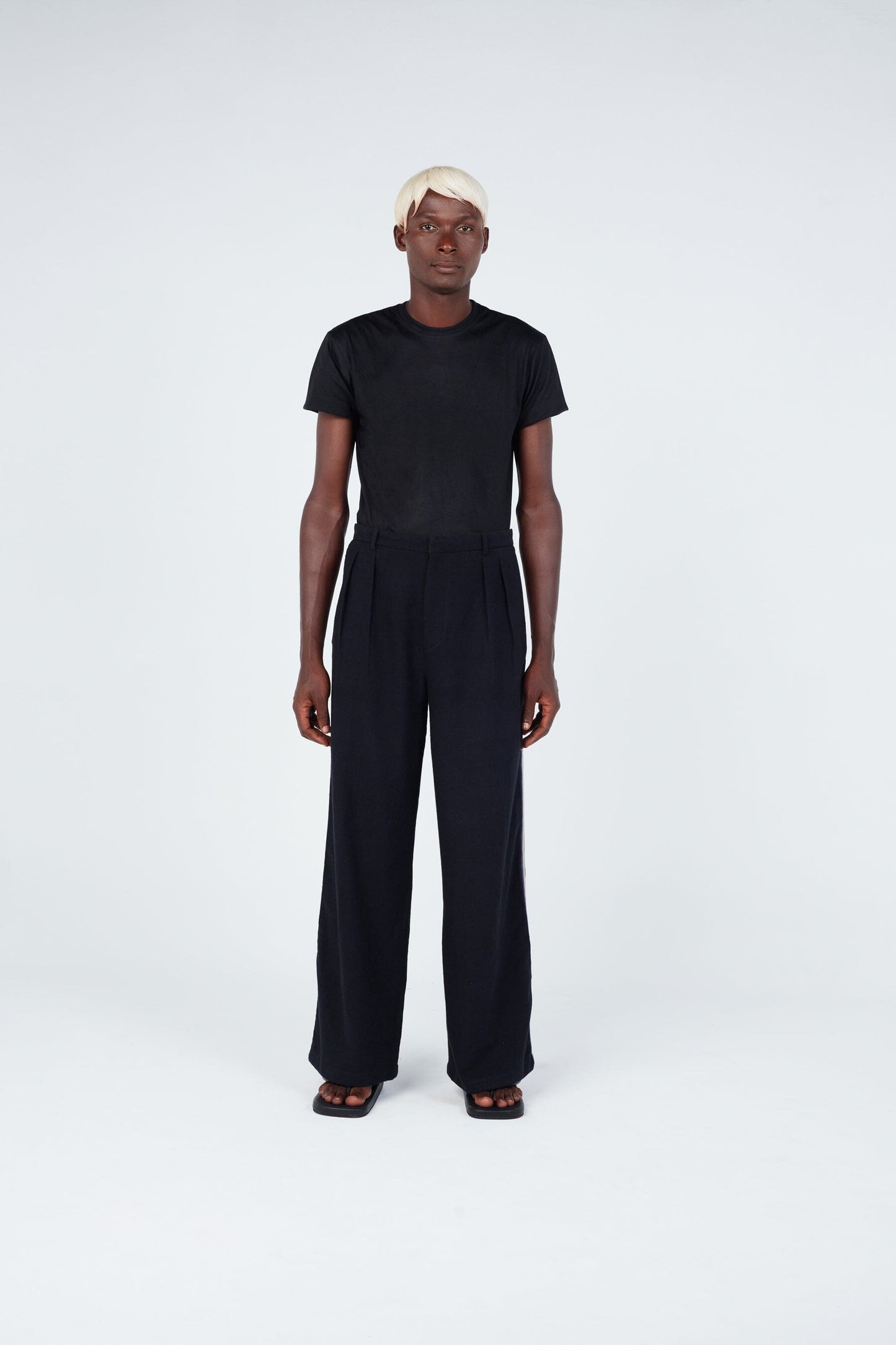 Stripe Seam Classic Wide Pants • Black Trousers New LaurenceAirline