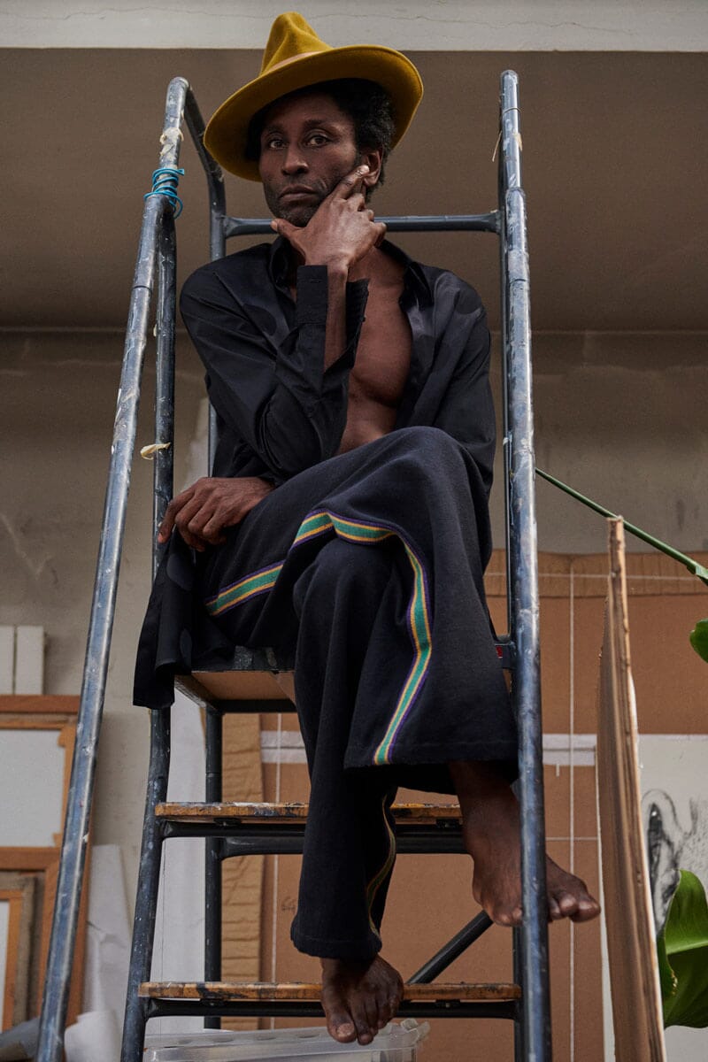 Stripe Seam Classic Wide Pants • Black Trousers New LaurenceAirline