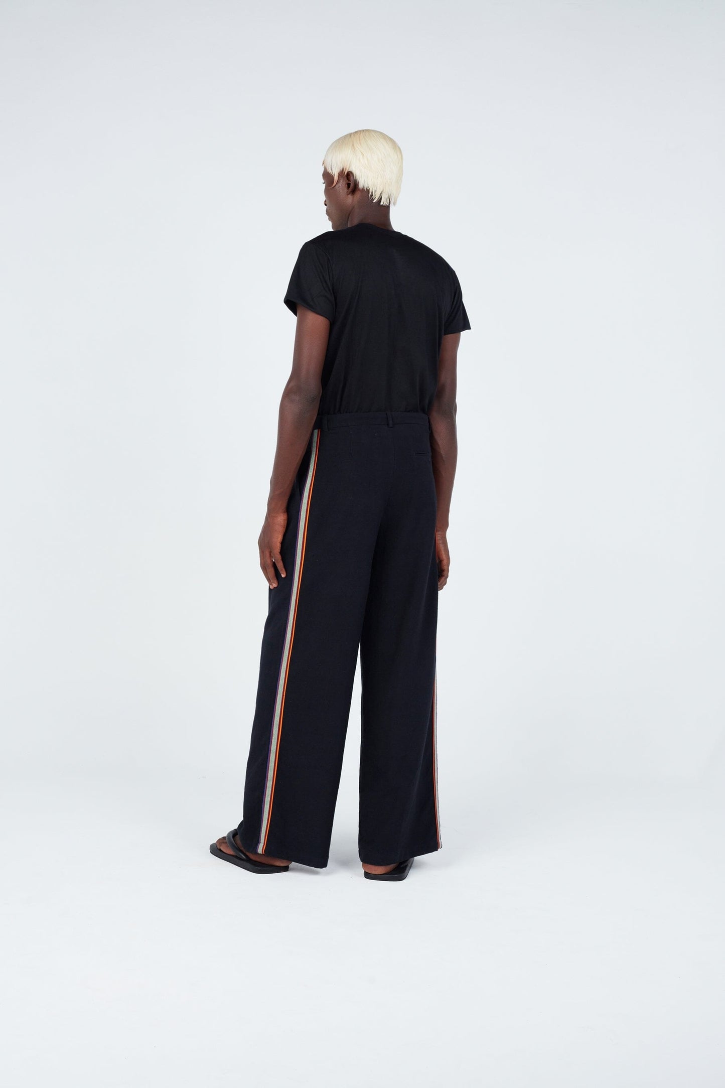 Stripe Seam Classic Wide Pants • Black Trousers New LaurenceAirline