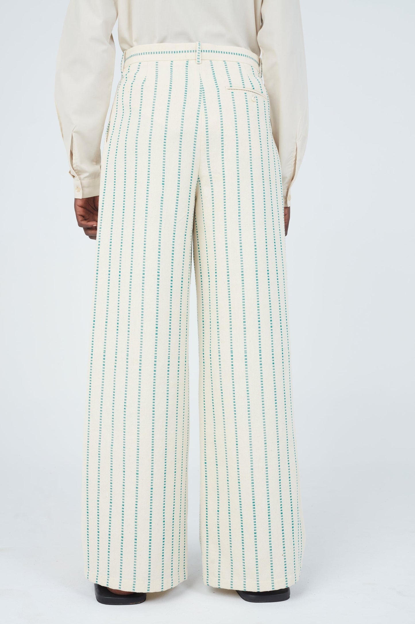 Stripe Seam Classic Wide Pants • Ecru Trousers New LaurenceAirline