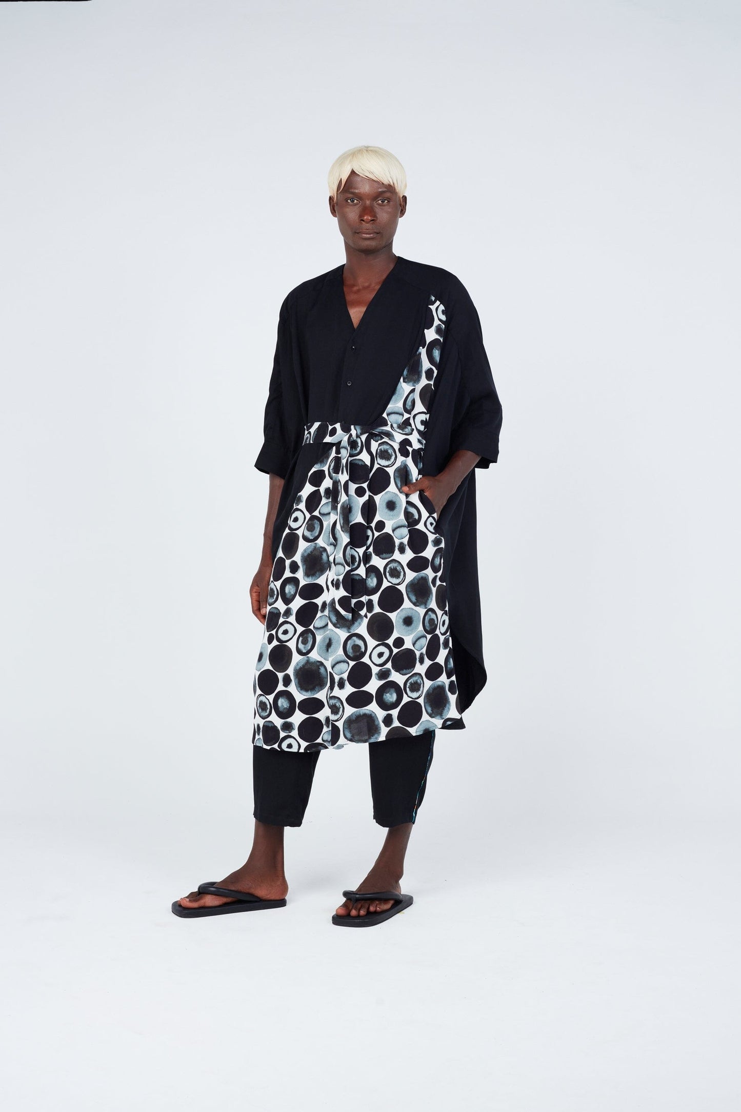 Dark watercolour spotted cape dress Dress New LaurenceAirline Womens
