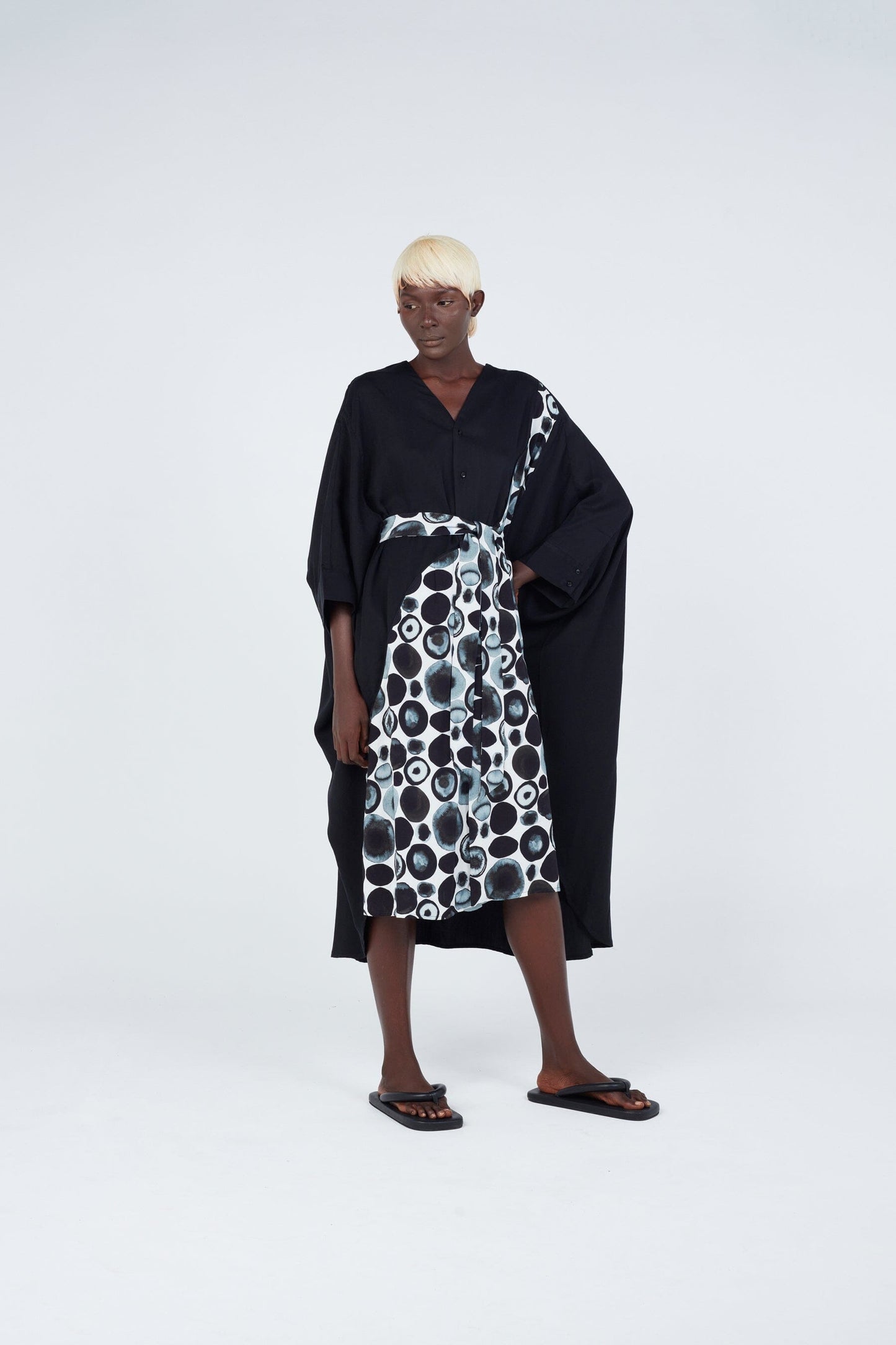 Dark watercolour spotted cape dress Dress New LaurenceAirline Womens