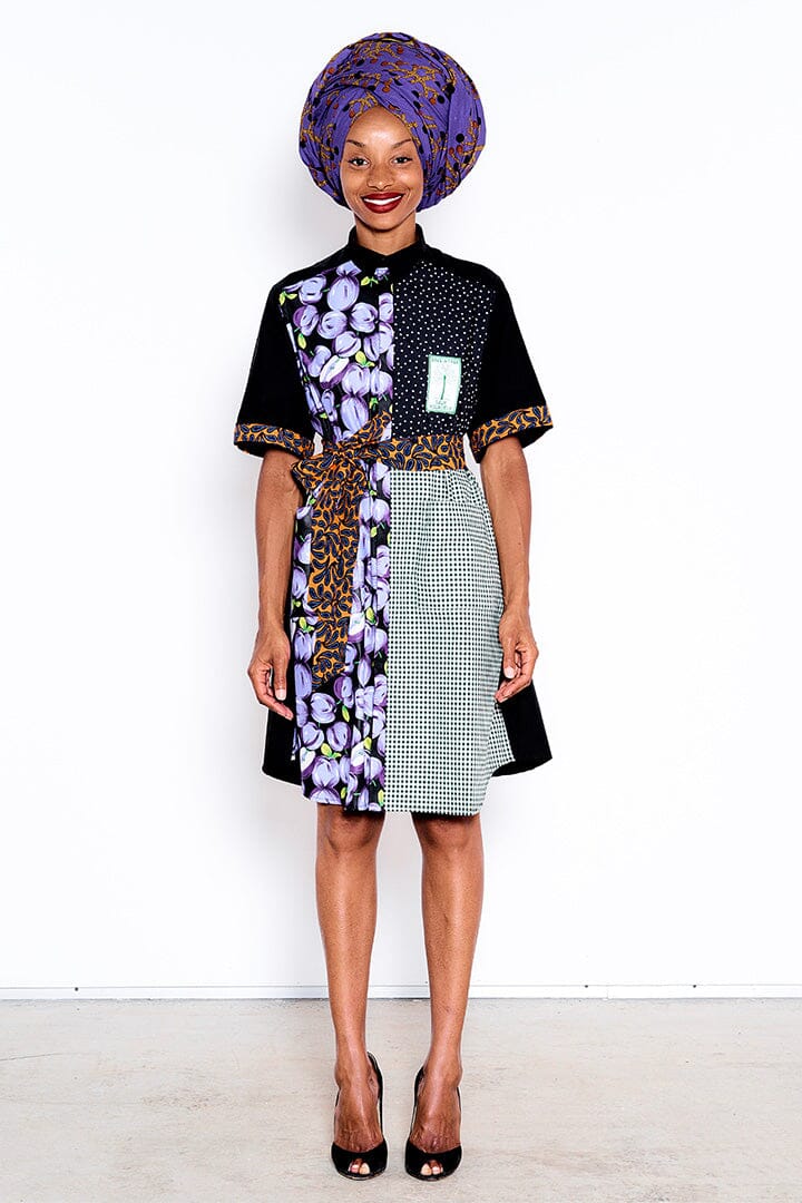 Retro Patchwork - Black Shirt-dress LaurenceAirline Womens