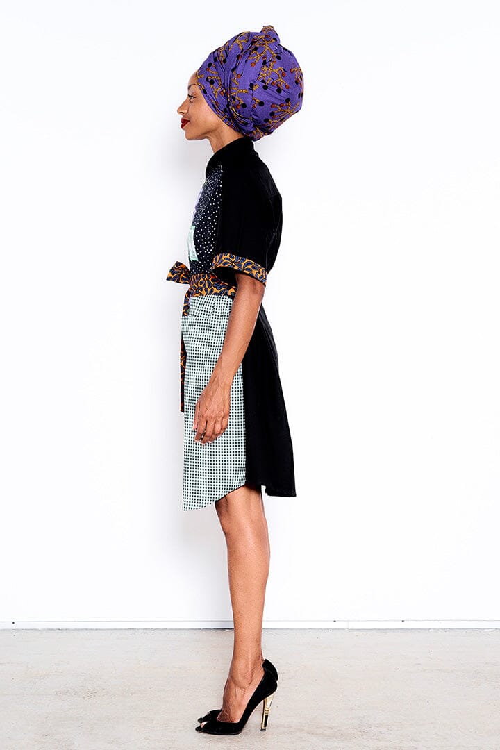 Retro Patchwork - Black Shirt-dress LaurenceAirline Womens
