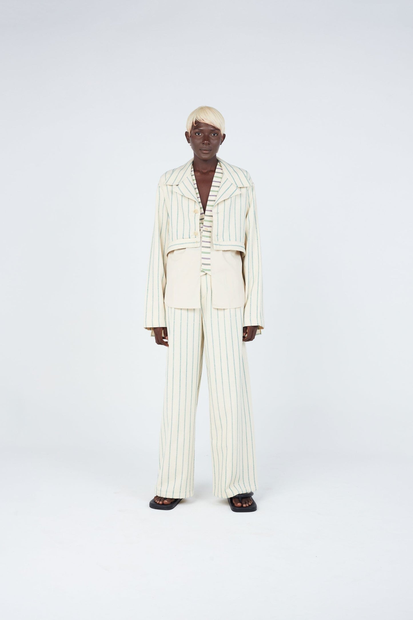 Striped Weave Crop Tail Jacket Outerwear New LaurenceAirline