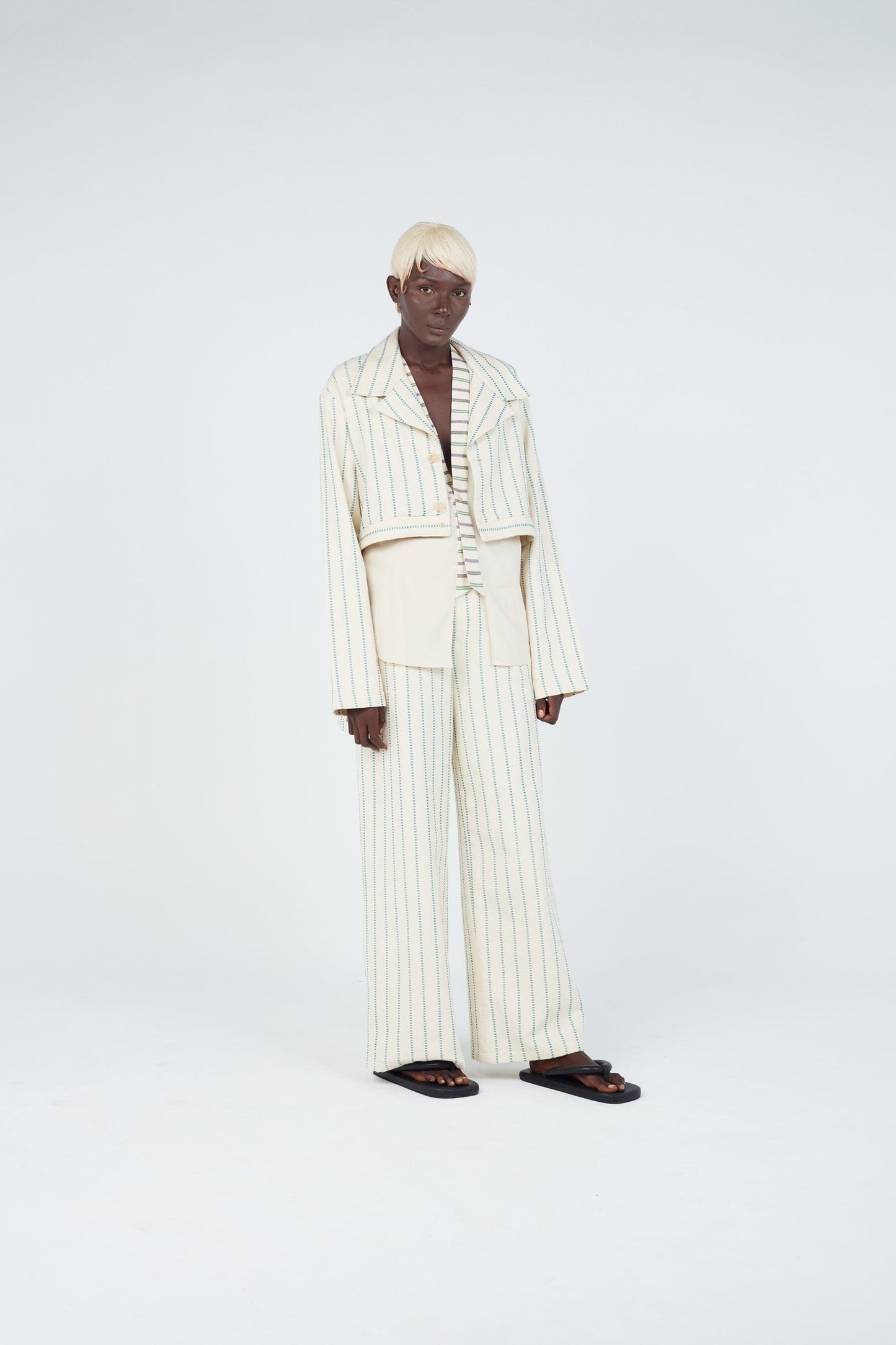 Striped Weave Crop Tail Jacket Outerwear New LaurenceAirline