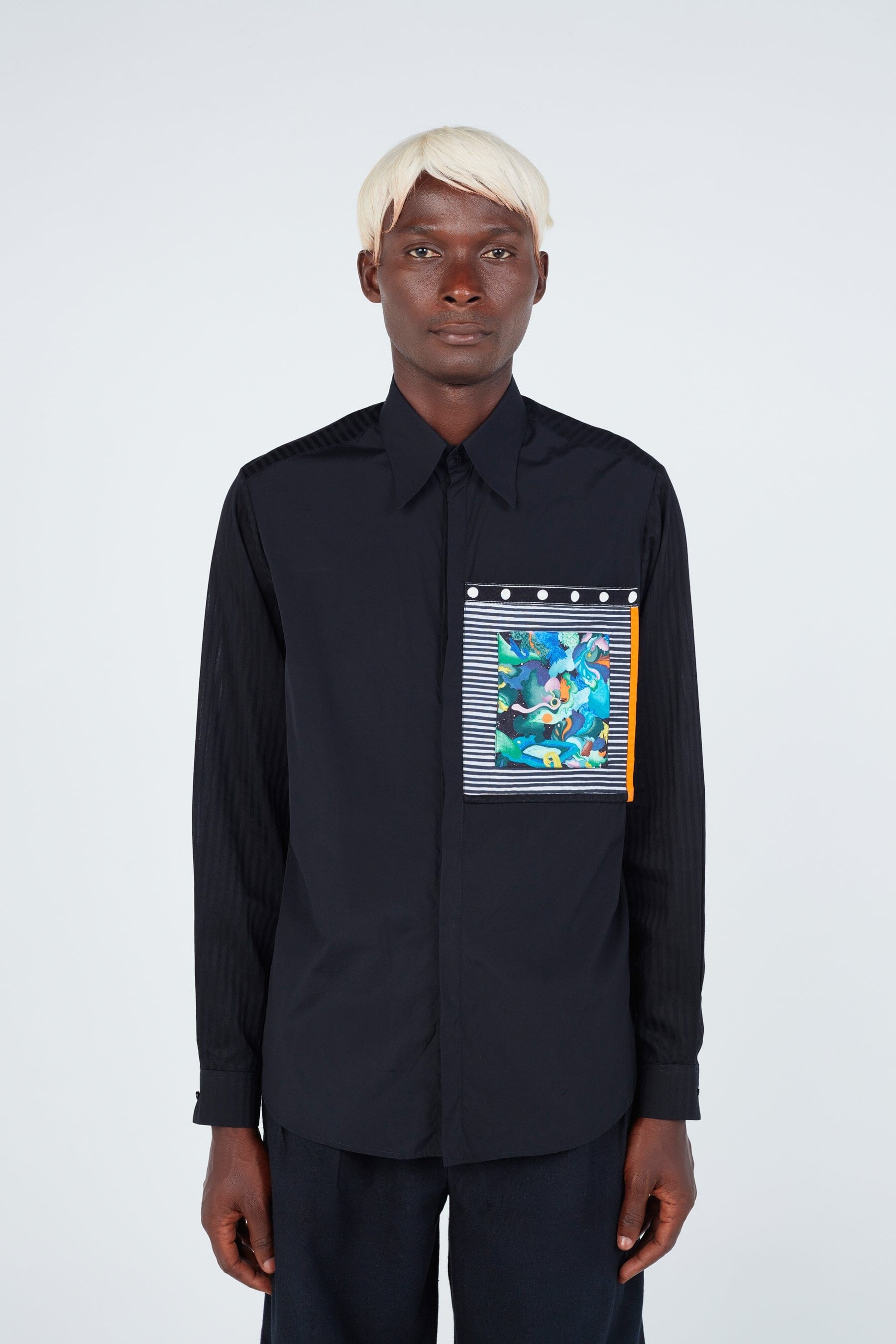 Modern Classic Shirt with Large Box Pocket and Bright Mixed Prints
