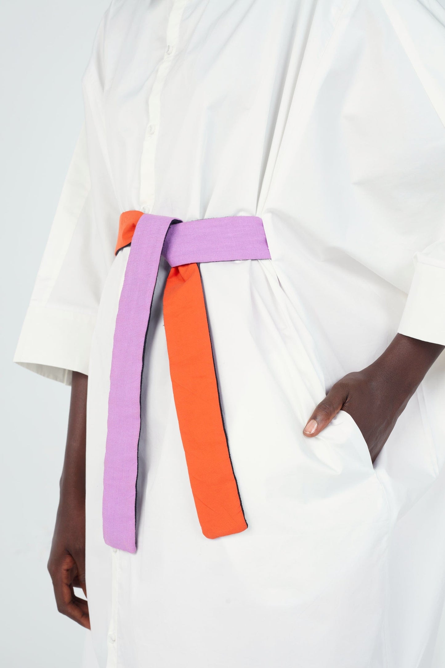 White Cape Dress - Crop Sleeve Style with Wrap Closure and Rounded Collar