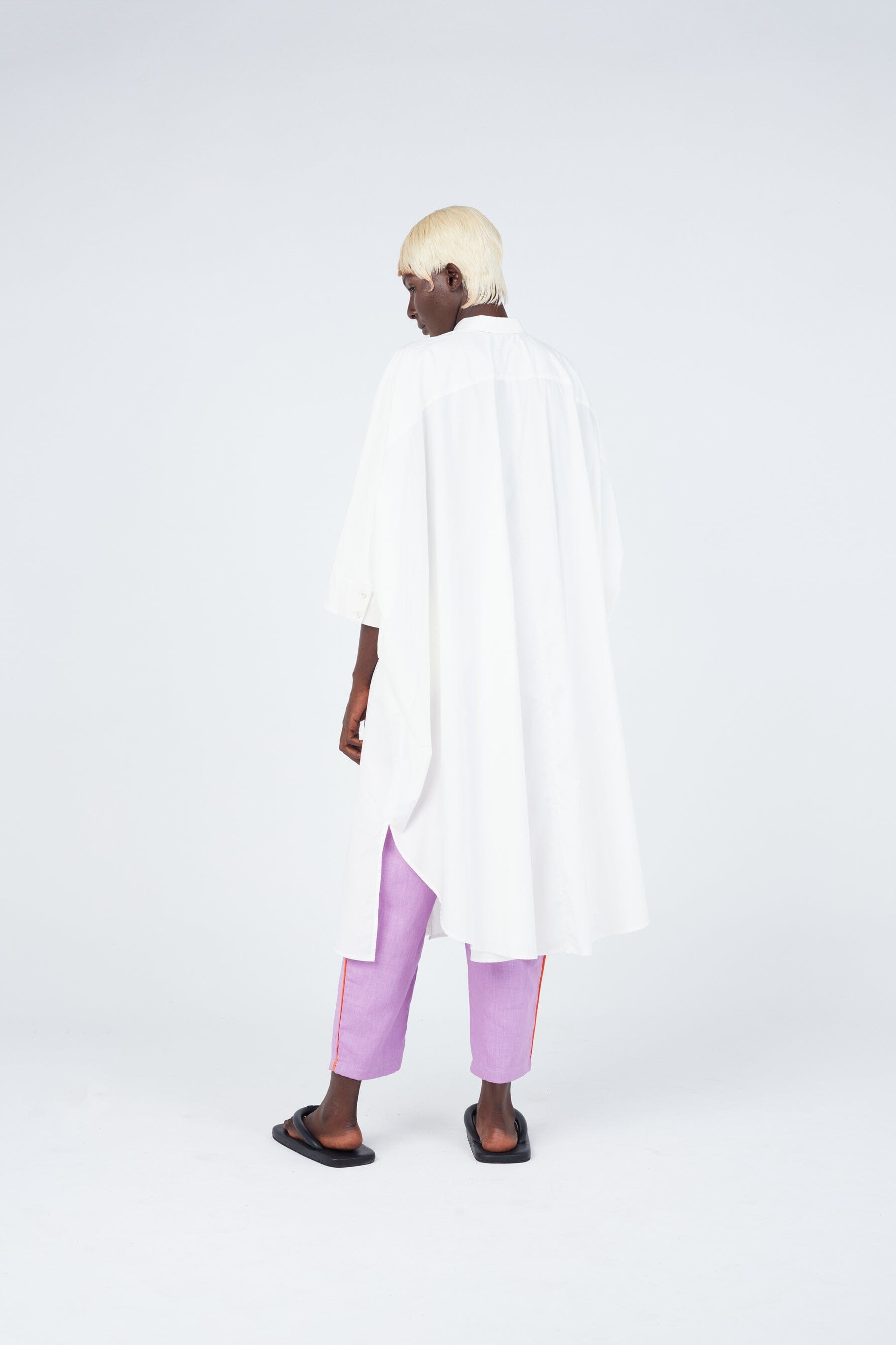 White Cape Dress - Crop Sleeve Style with Wrap Closure and Rounded Collar