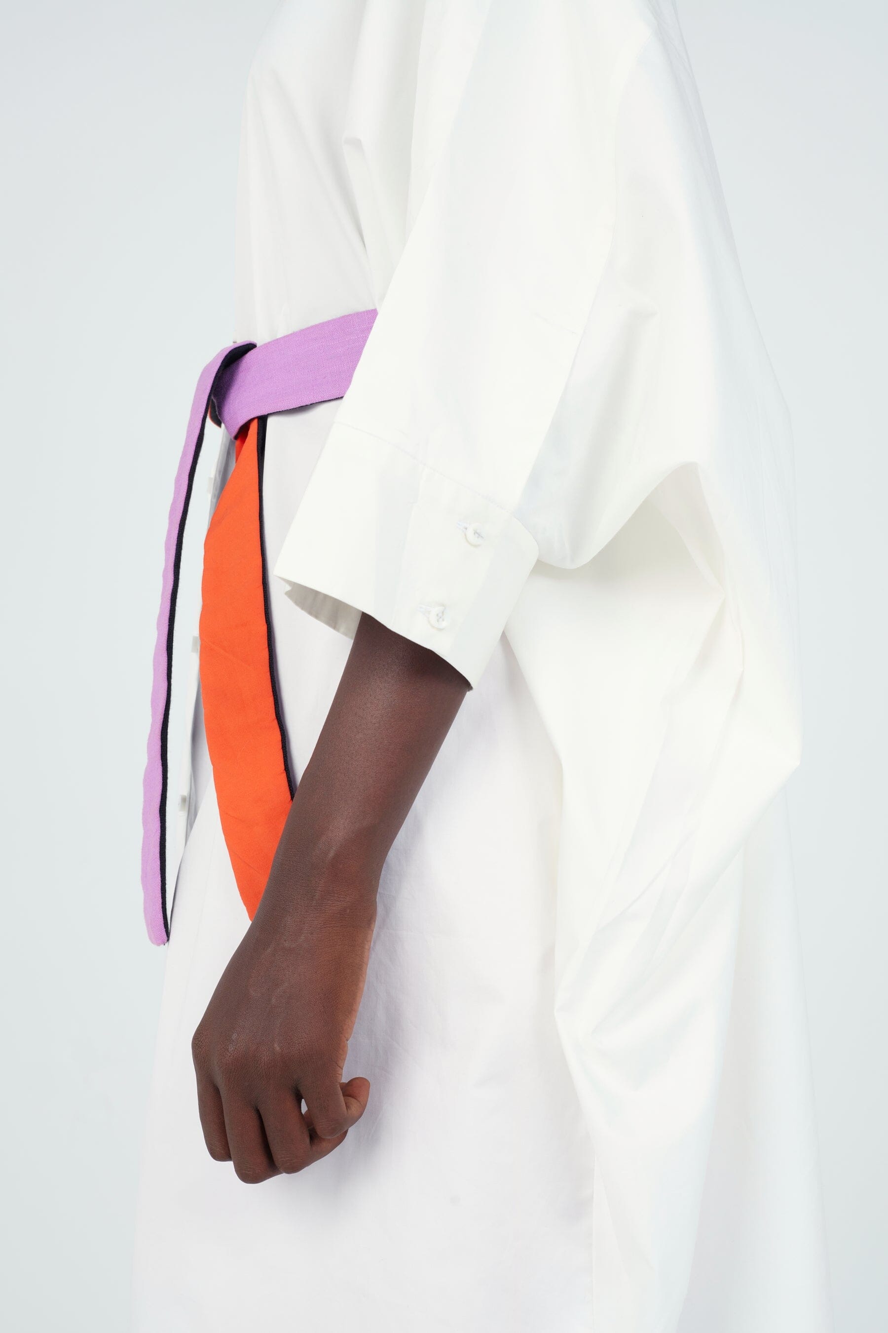 White Cape Dress - Crop Sleeve Style with Wrap Closure and Rounded Collar