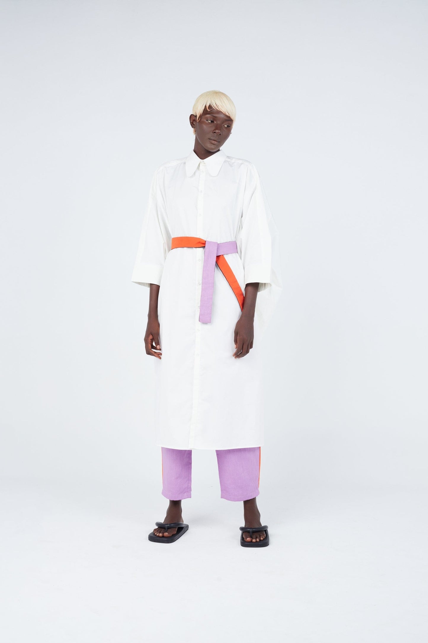 White Cape Dress - Crop Sleeve Style with Wrap Closure and Rounded Collar