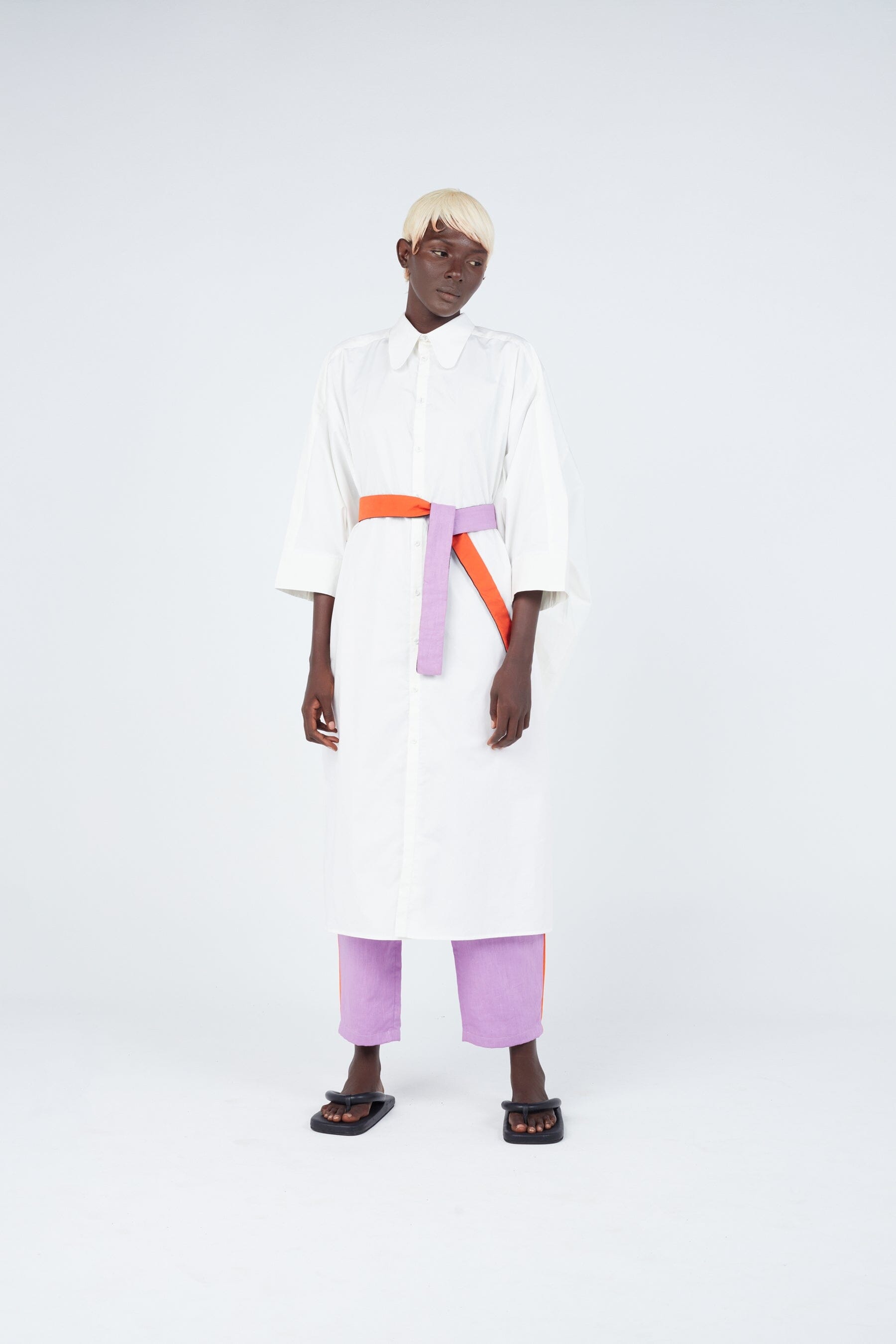 White Cape Dress - Crop Sleeve Style with Wrap Closure and Rounded Collar