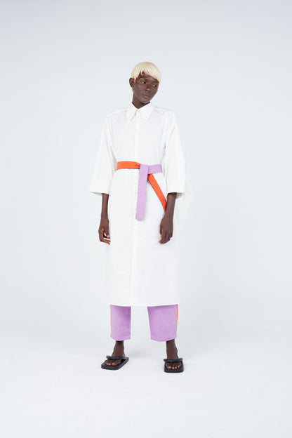 White Cape Dress - Crop Sleeve Style with Wrap Closure and Rounded Collar