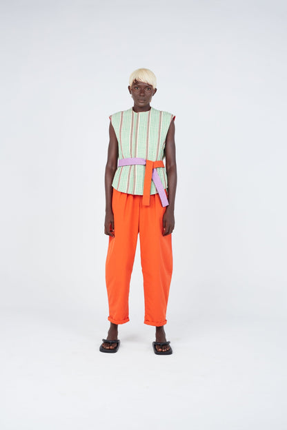 Reversible Check Weave Cropped Vest - Streetwear Style with Handwoven Check Pattern