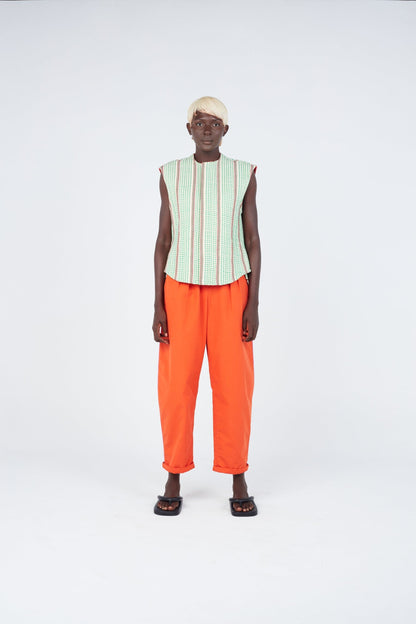 Reversible Check Weave Cropped Vest - Streetwear Style with Handwoven Check Pattern