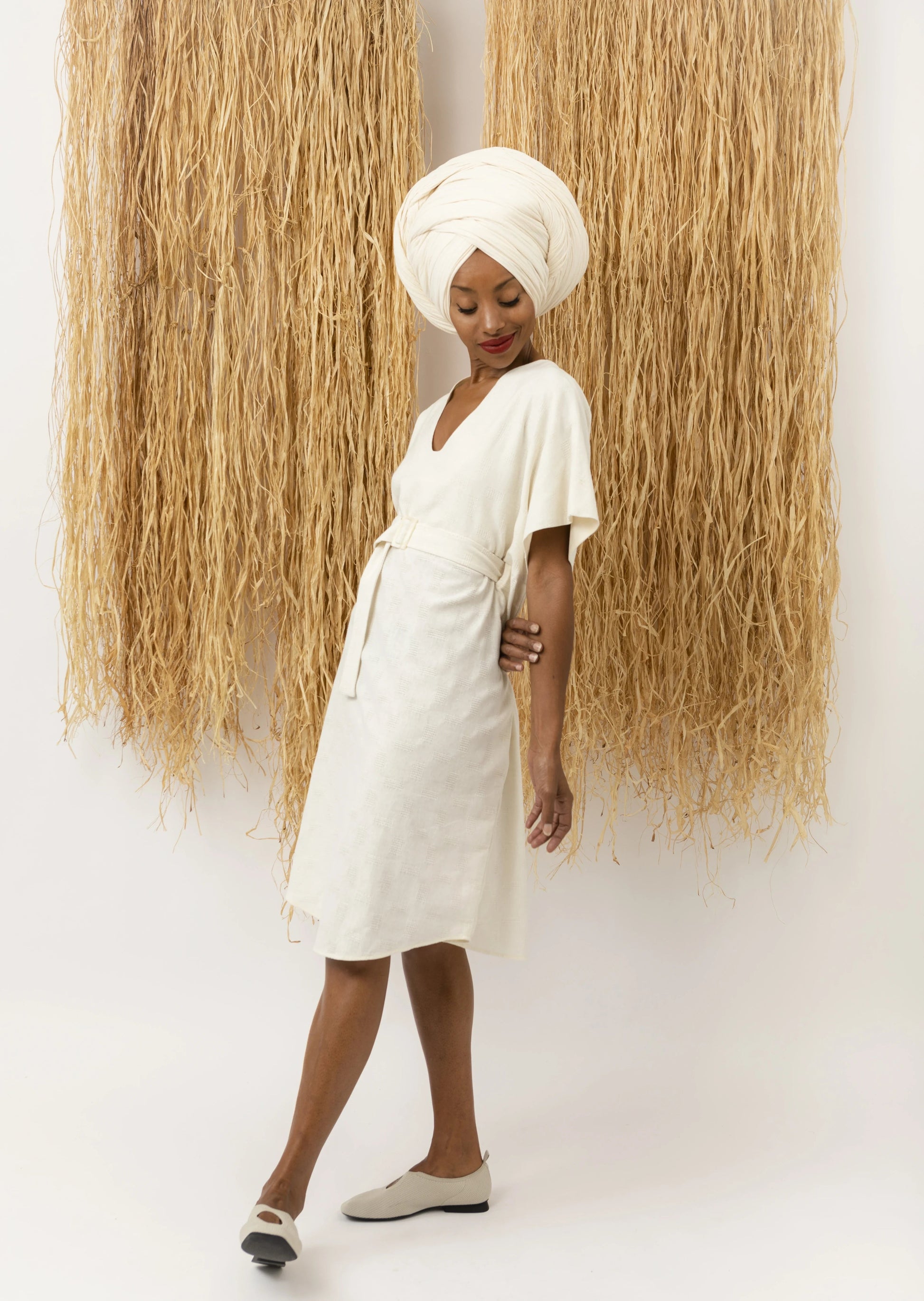 Ivory sales linen dress