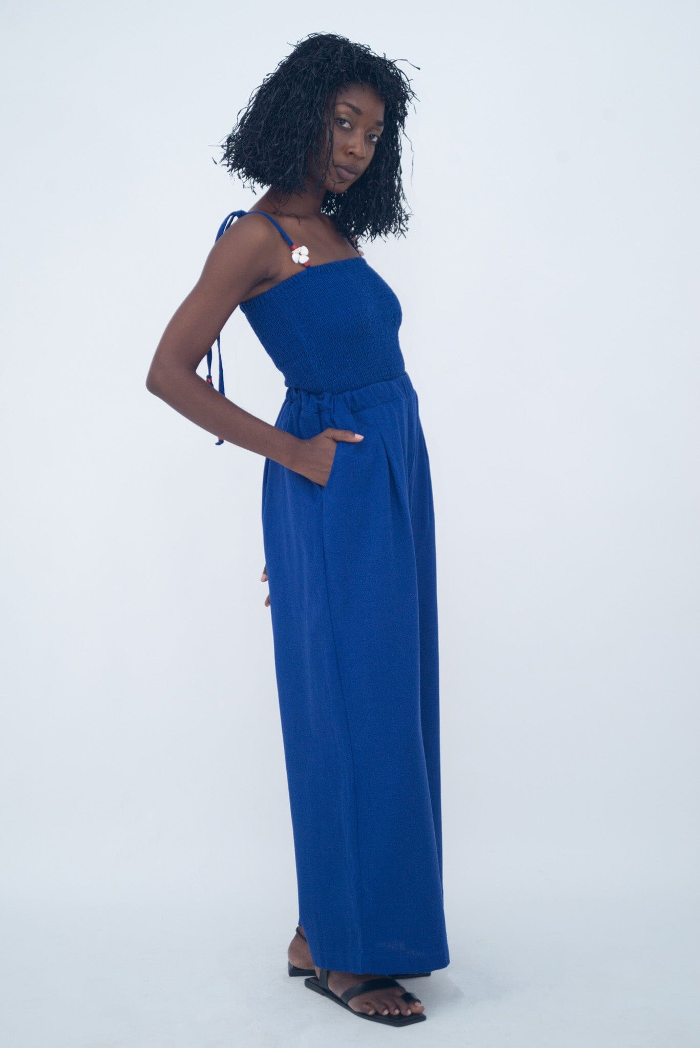 HIGH WAIST FLUID PANTS BLEU ROI LaurenceAirline 