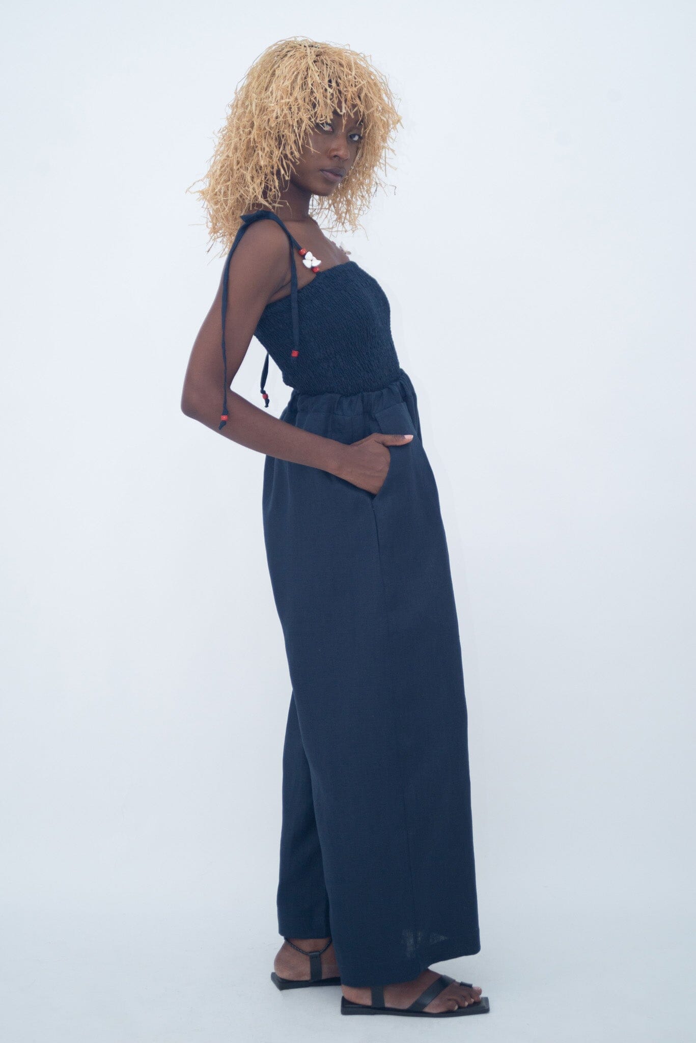 HIGH WAIST FLUID PANTS Marine LaurenceAirline 