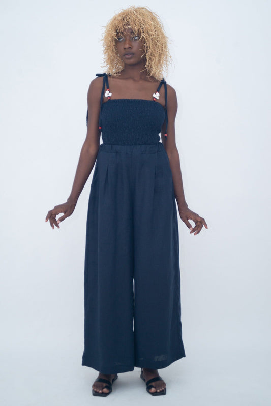 HIGH WAIST FLUID PANTS Marine LaurenceAirline 