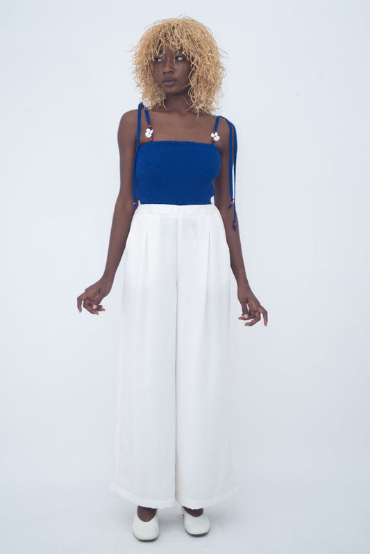 HIGH WAIST FLUID PANTS WHITE LaurenceAirline 