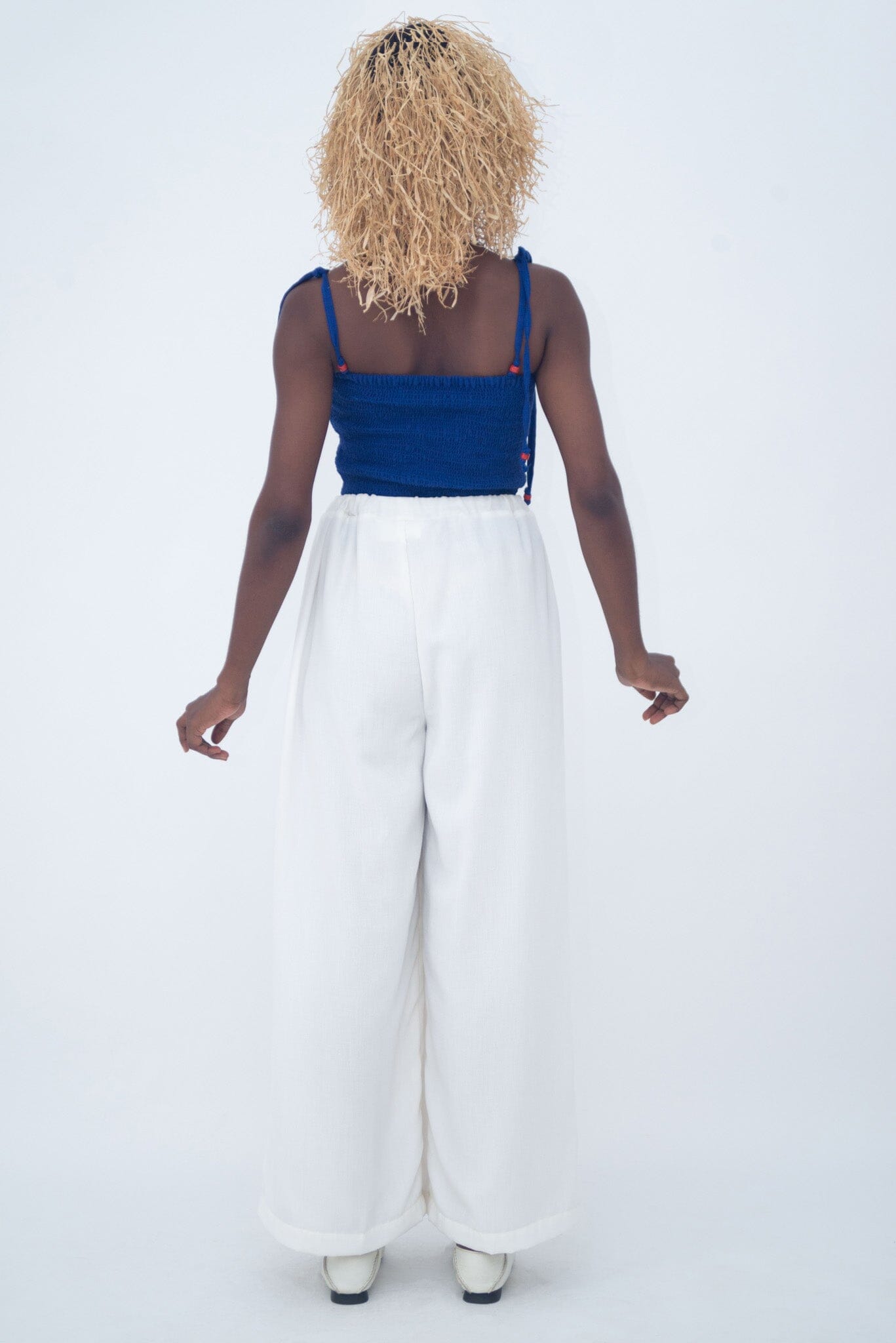 HIGH WAIST FLUID PANTS WHITE LaurenceAirline 