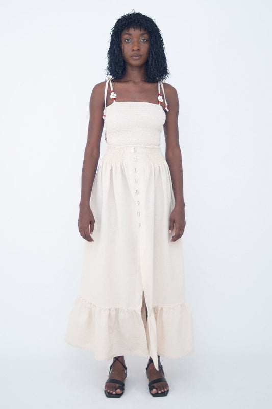 JUPE FENDUE ET COQUILLAGE IVORY LaurenceAirline 