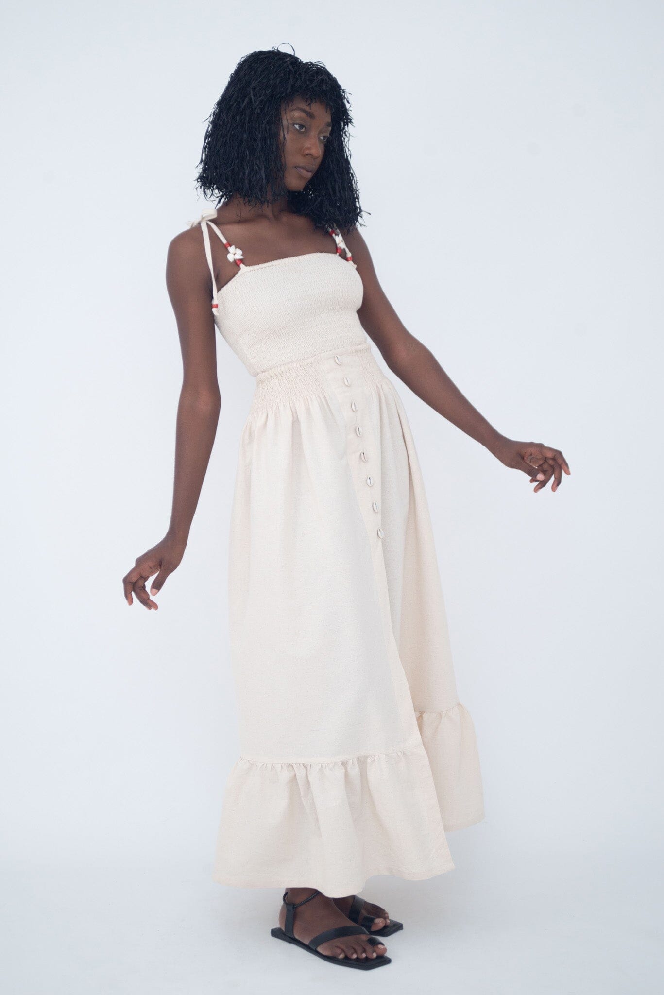 JUPE FENDUE ET COQUILLAGE IVORY LaurenceAirline 