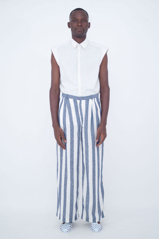 LARGE PANTS CLASSIQUE Blue stripe LaurenceAirline 