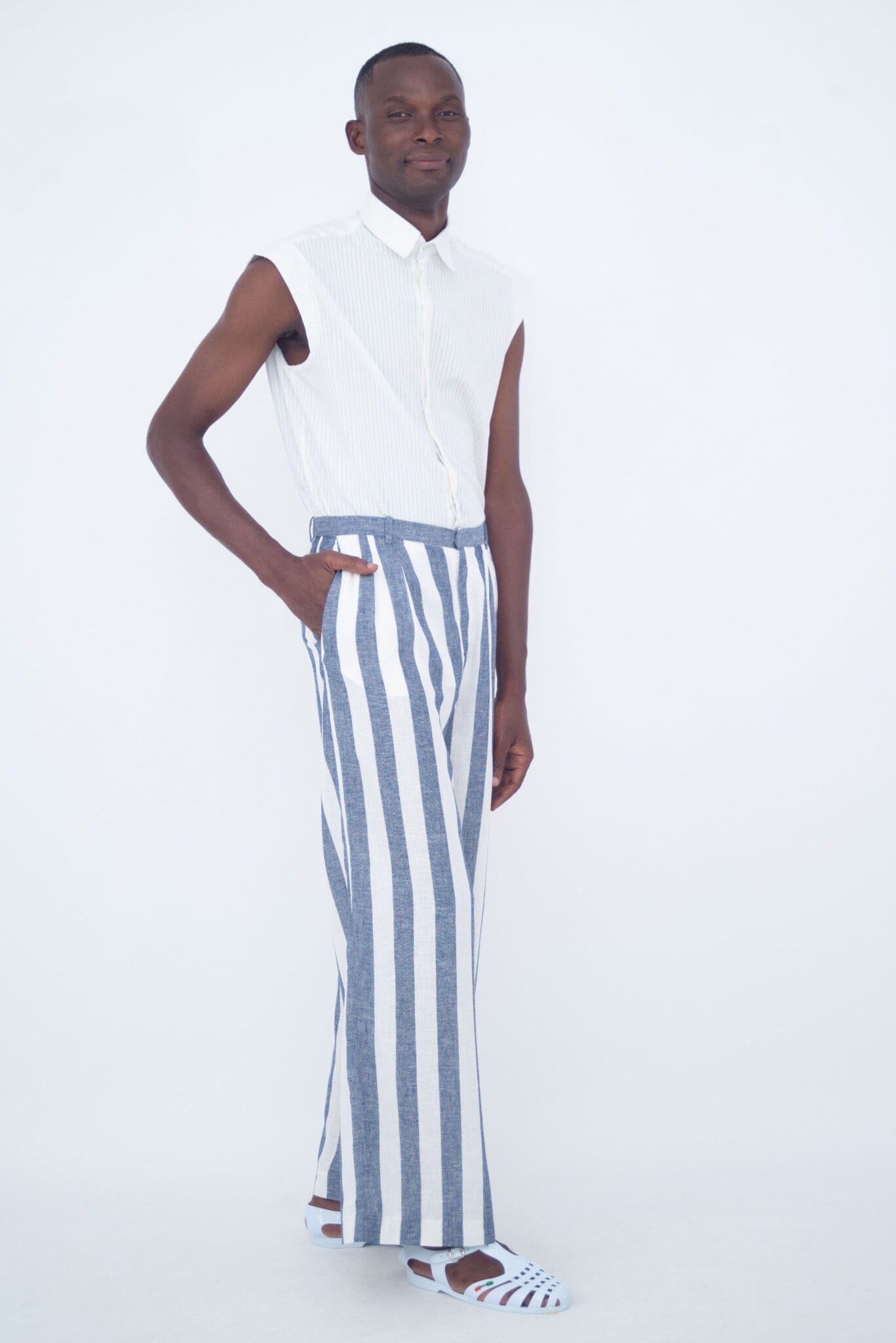 LARGE PANTS CLASSIQUE Blue stripe LaurenceAirline 