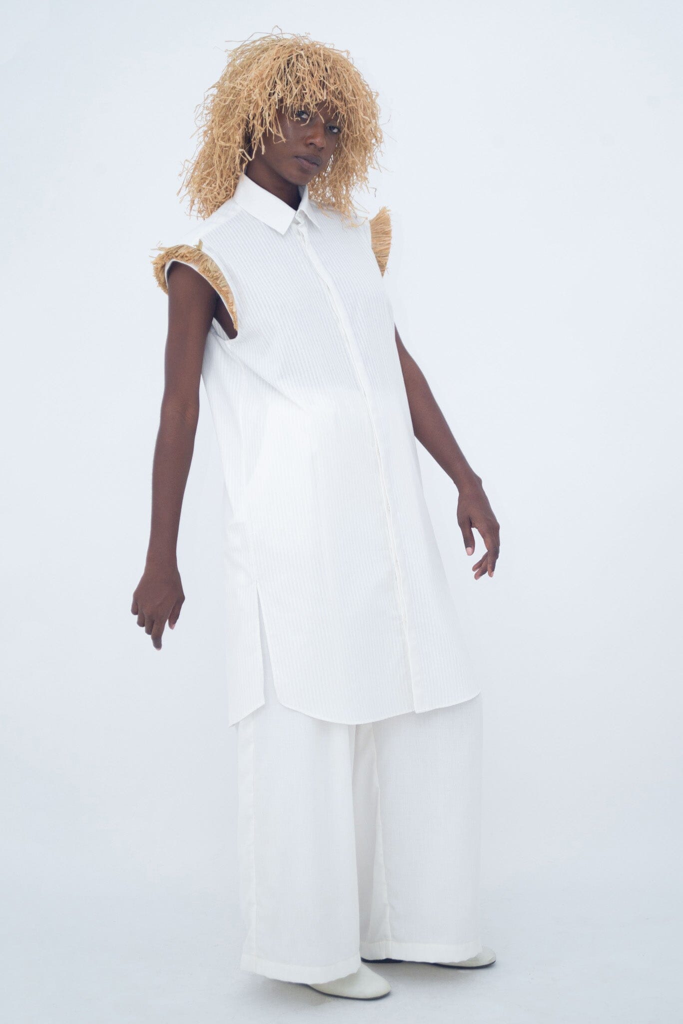 LONG SHIRT RAPHIA WHITE LaurenceAirline 