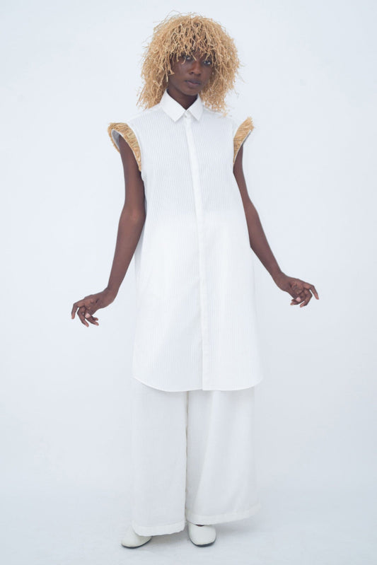 LONG SHIRT RAPHIA WHITE LaurenceAirline 