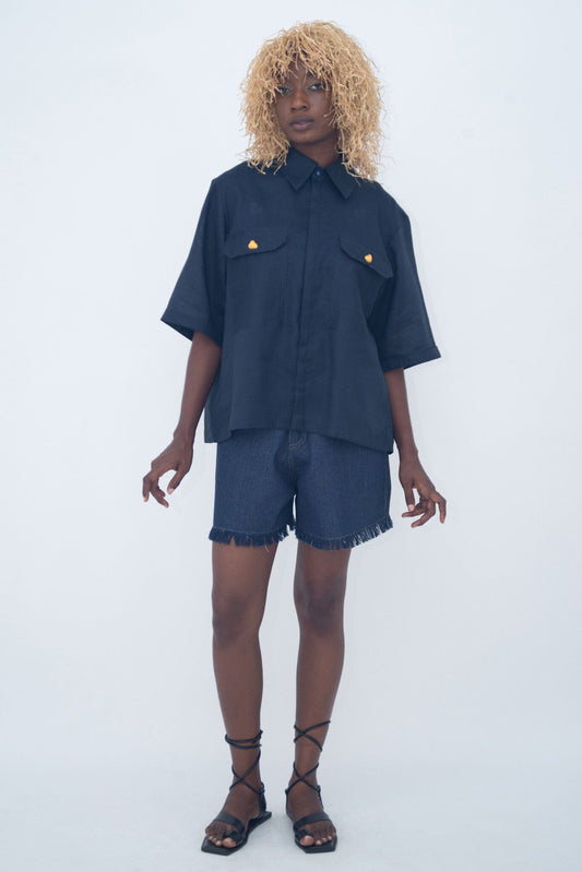 SHORT SAHARIENNE SHIRT MARINE LaurenceAirline 
