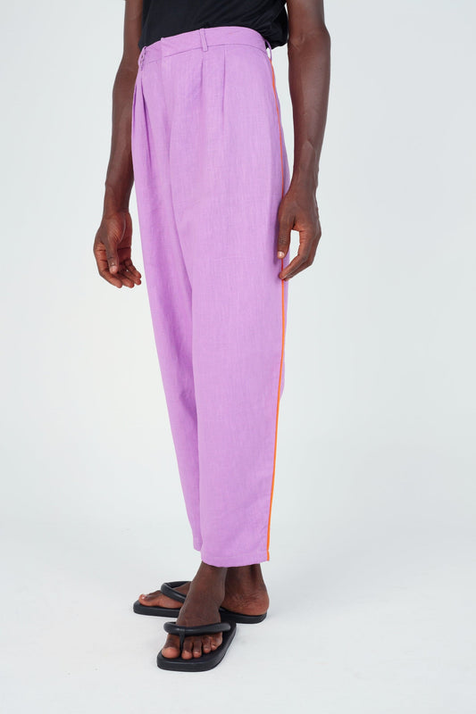 pantalon violet - coupe carotte -  unisexe