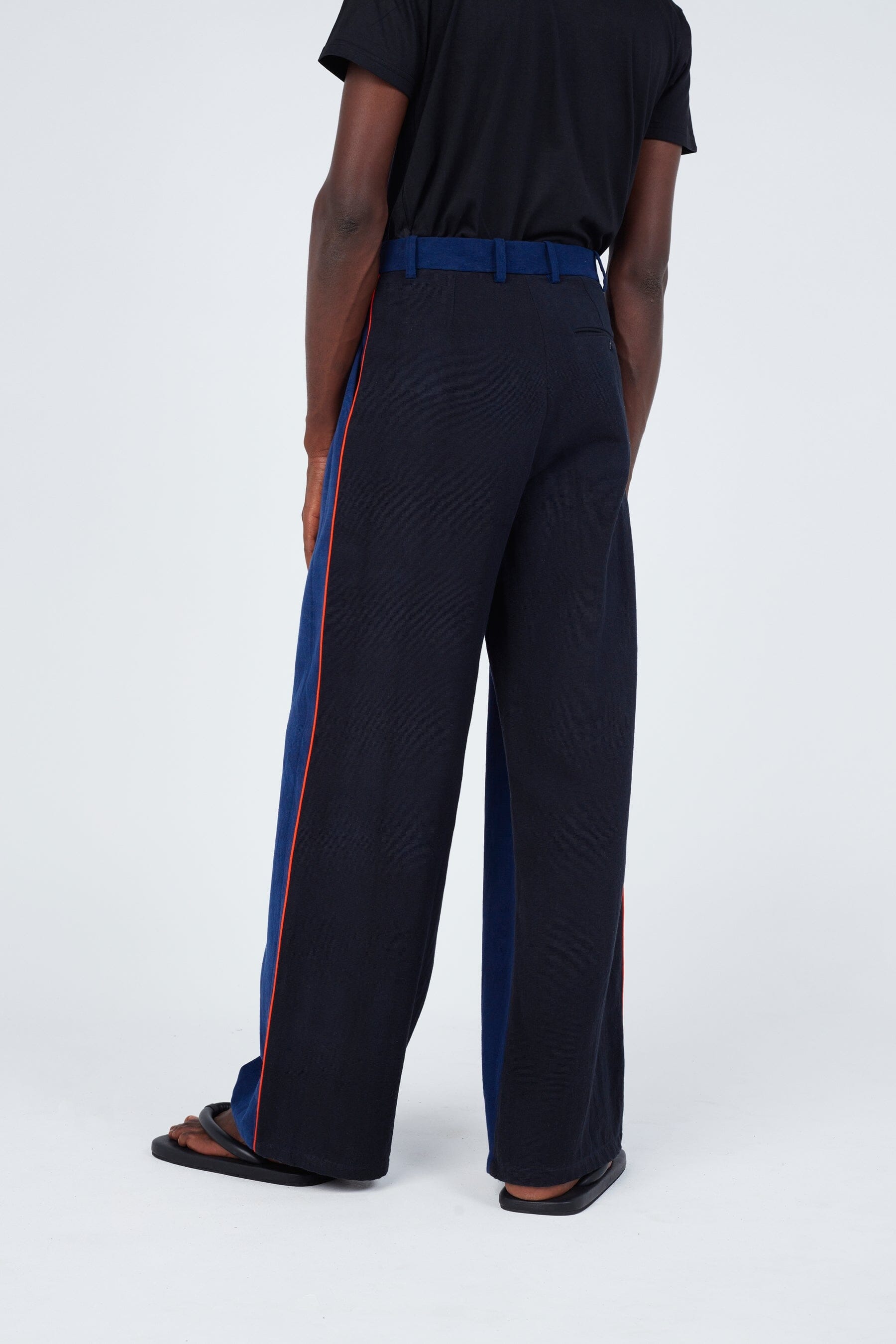 Stripe Seam Classic Wide Pants • Bi-colour Trousers New LaurenceAirline 