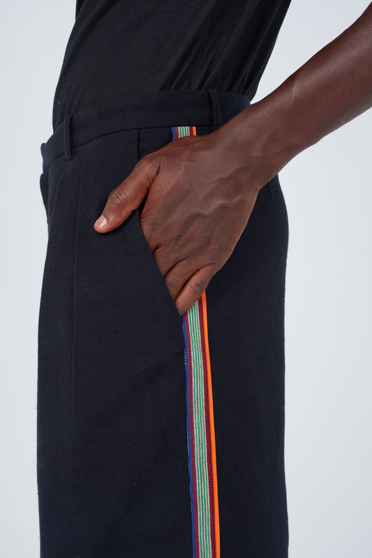 Stripe Seam Classic Wide Pants • Black Trousers New LaurenceAirline 