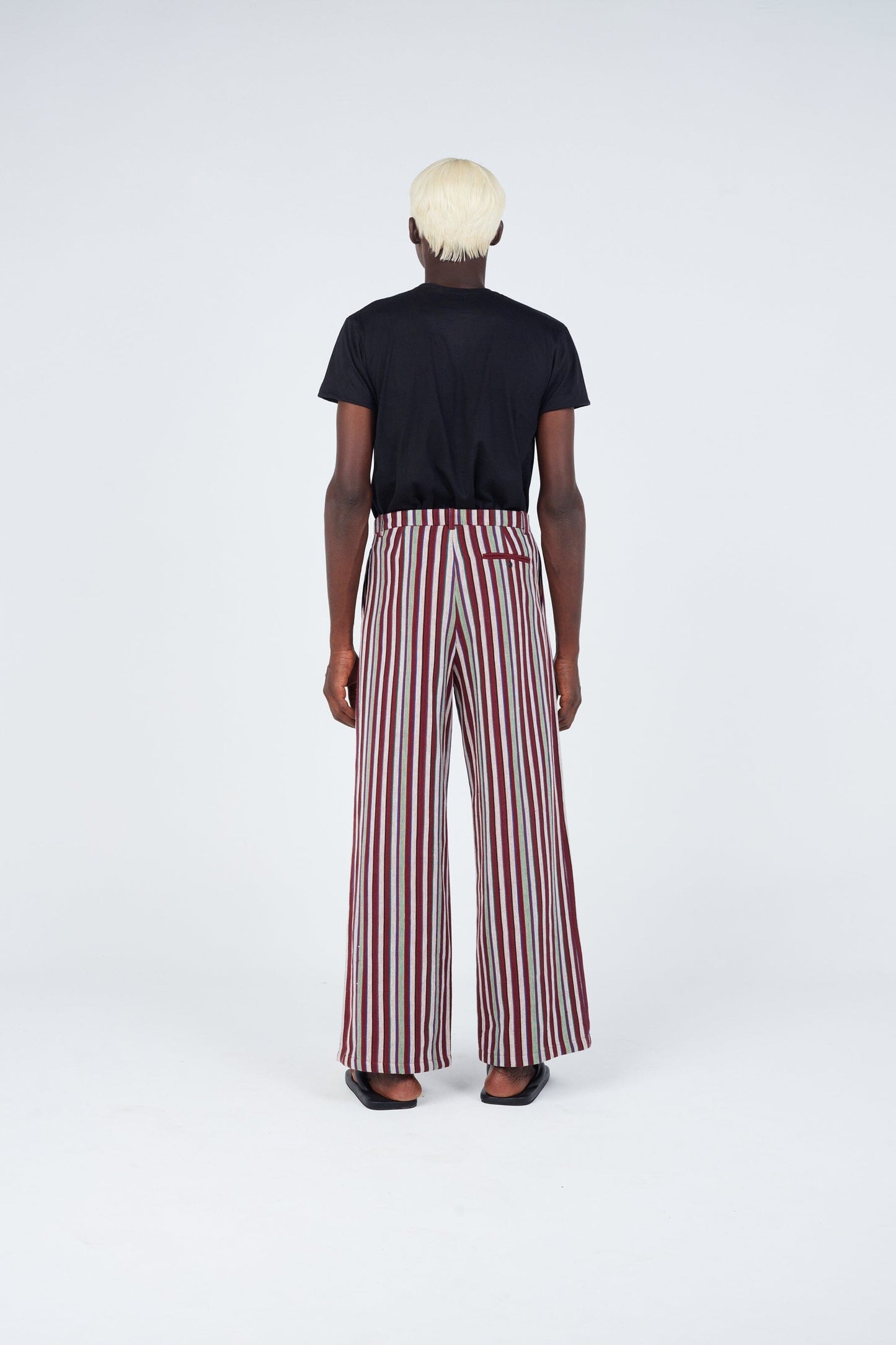 Stripe seam classic wide pants • Burgundy Trousers New LaurenceAirline 